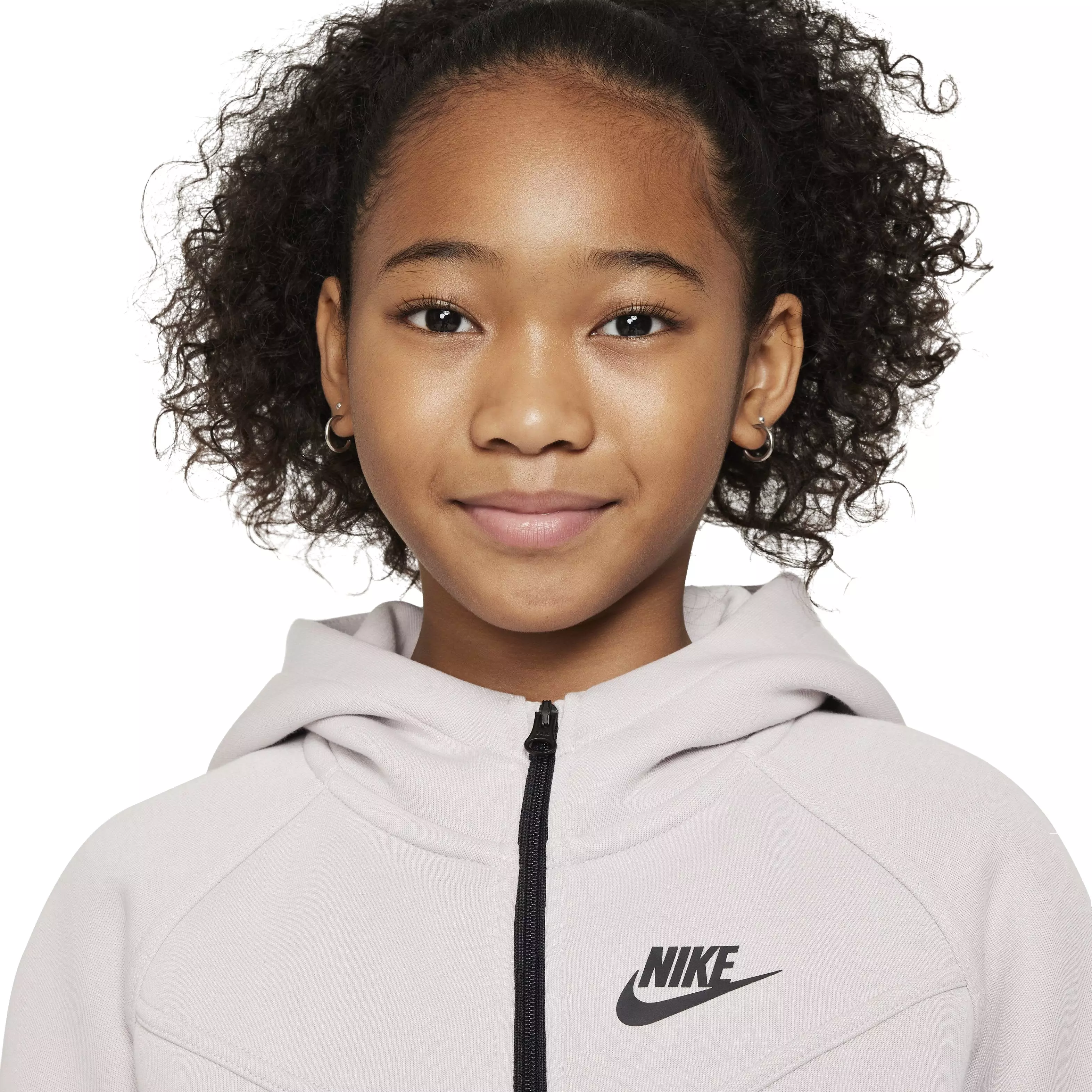 Nike Girls' Sportswear Tech Fleece Full-Zip LS Hooded Jacket - BEIGE