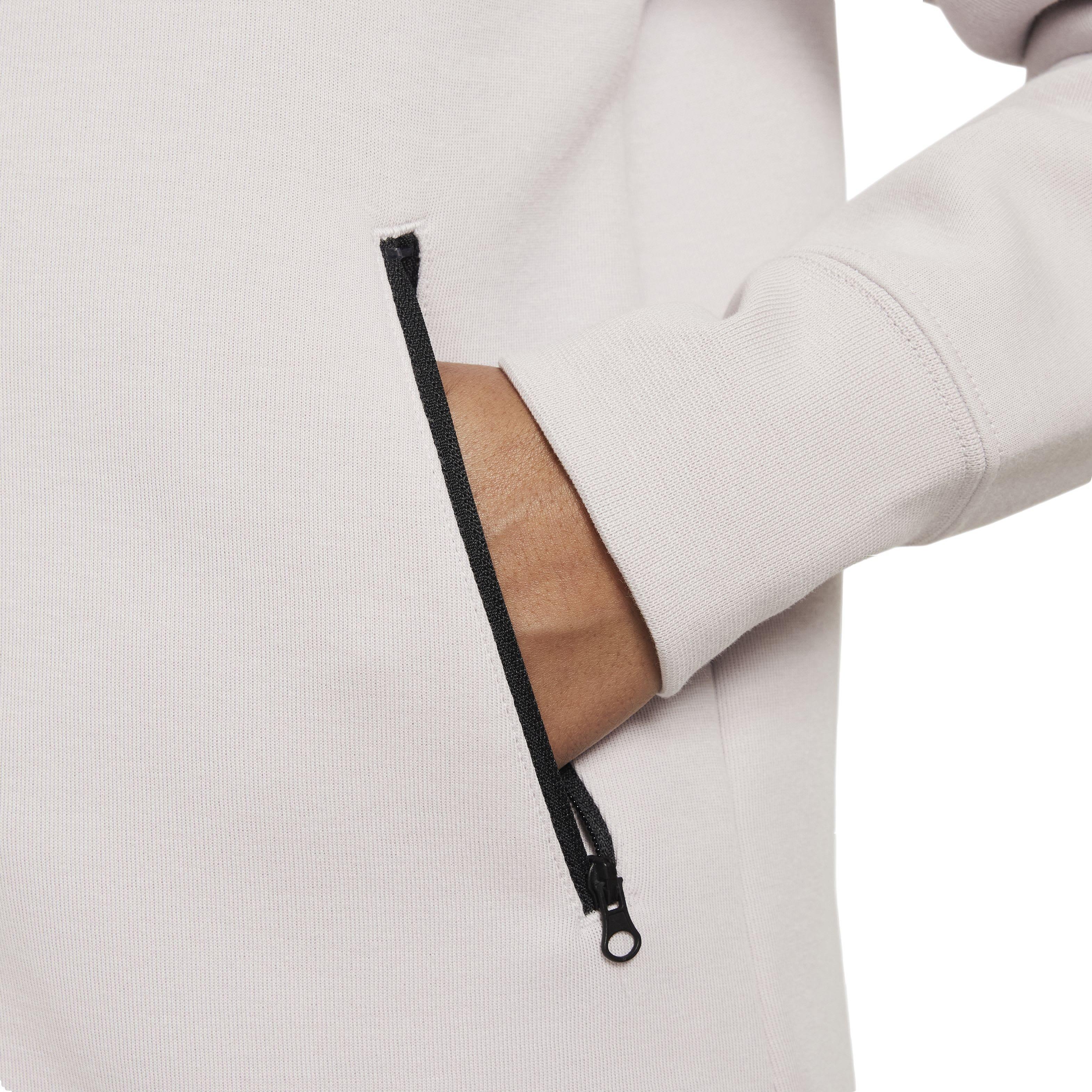 Nike Girls' Sportswear Tech Fleece Full-Zip LS Hooded Jacket - BEIGE Thumbnail View 4