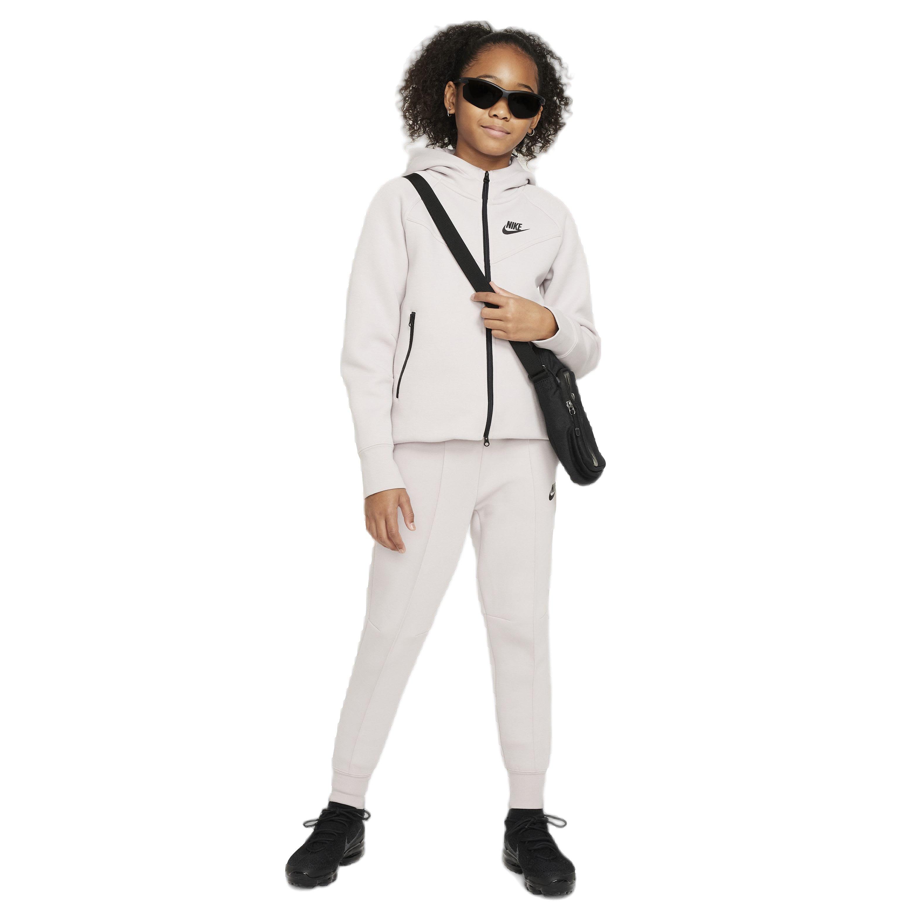 Nike Girls' Sportswear Tech Fleece Full-Zip LS Hooded Jacket - BEIGE Thumbnail View 6