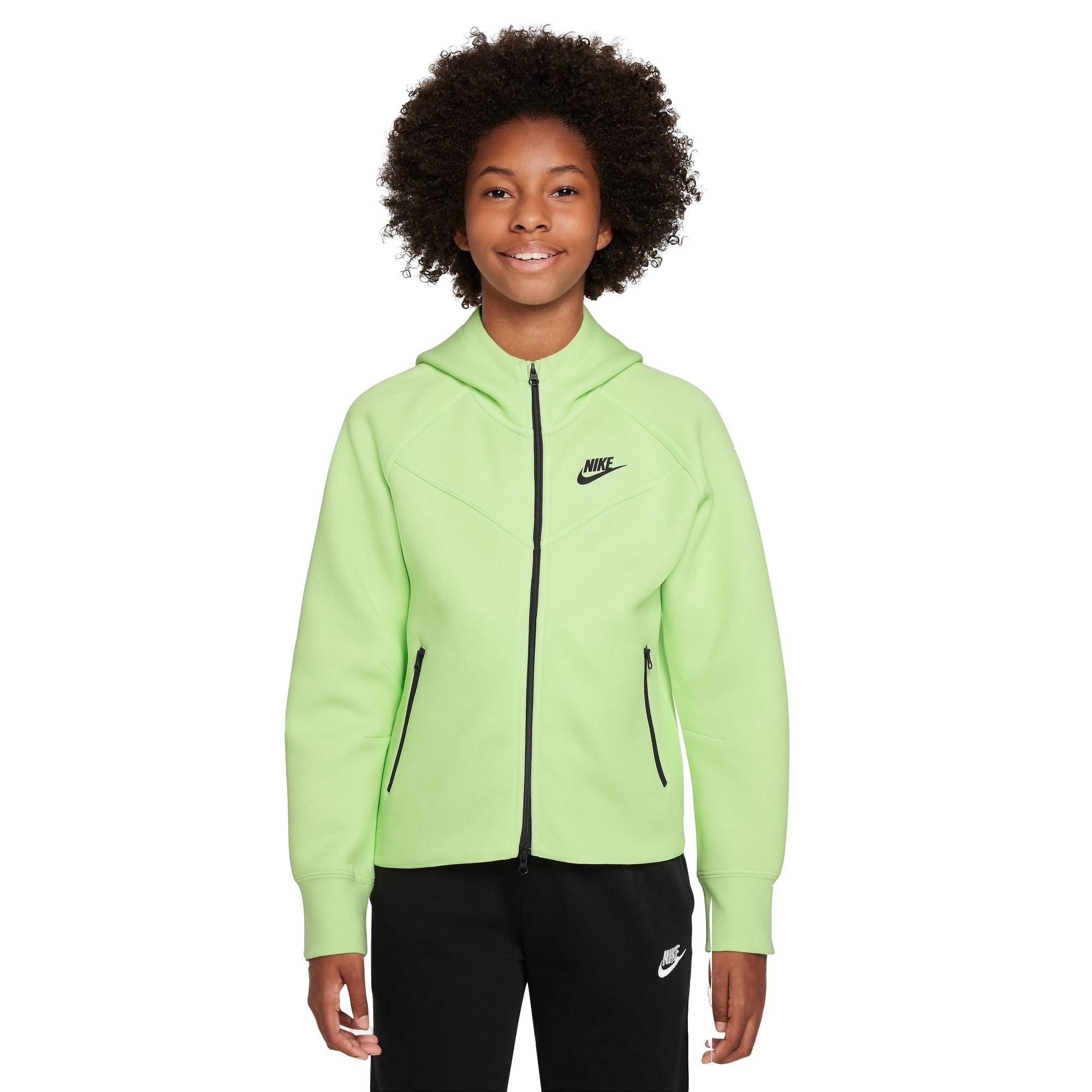 Nike Girls' Sportswear Tech Fleece Full-Zip LS Hooded Jacket - GREEN Thumbnail View 1