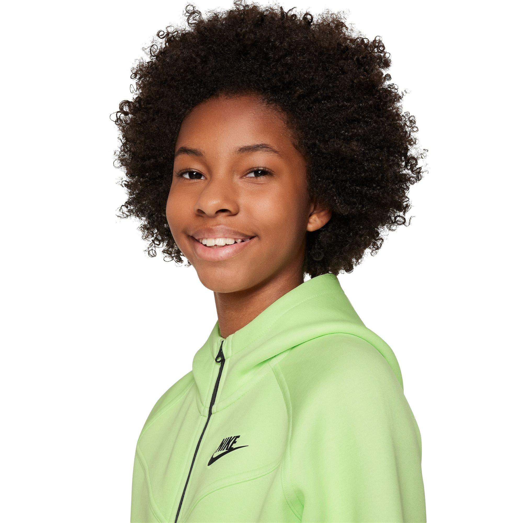 Nike Girls' Sportswear Tech Fleece Full-Zip LS Hooded Jacket - GREEN Thumbnail View 3