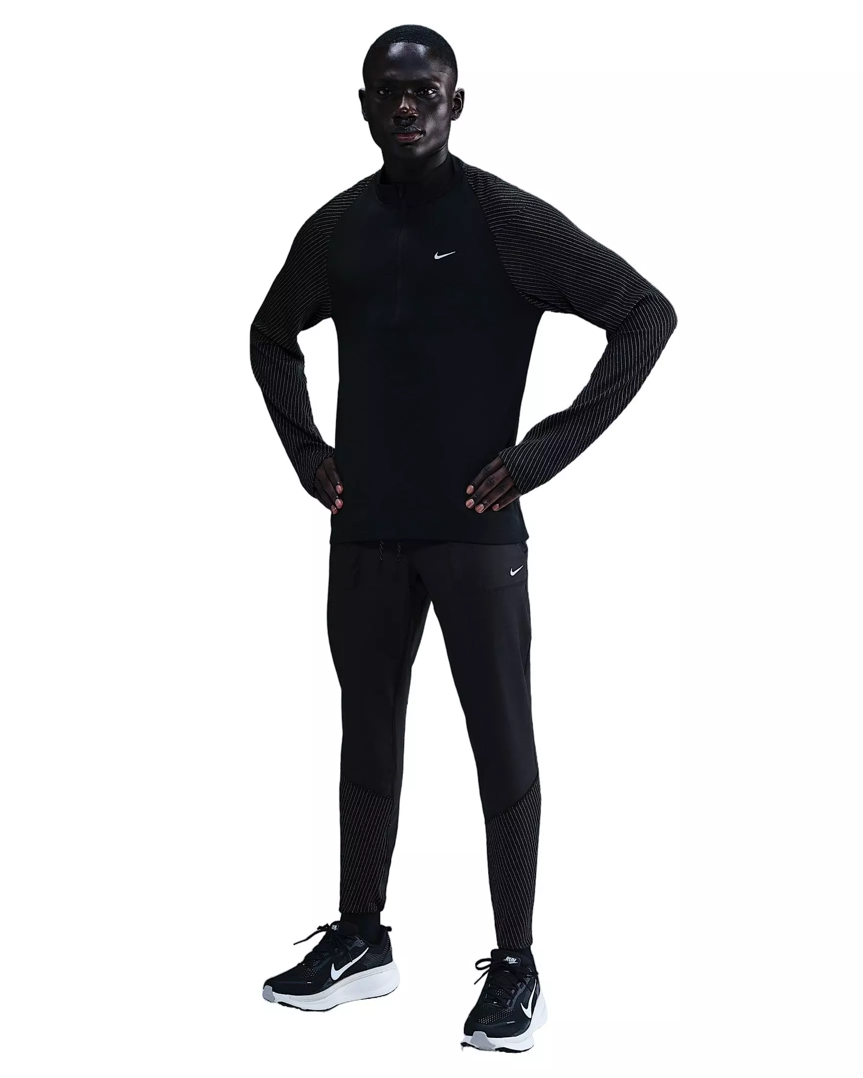 Nike Men's Dri-FIT Running Pants with Reflective Accents -Black - BLACK
