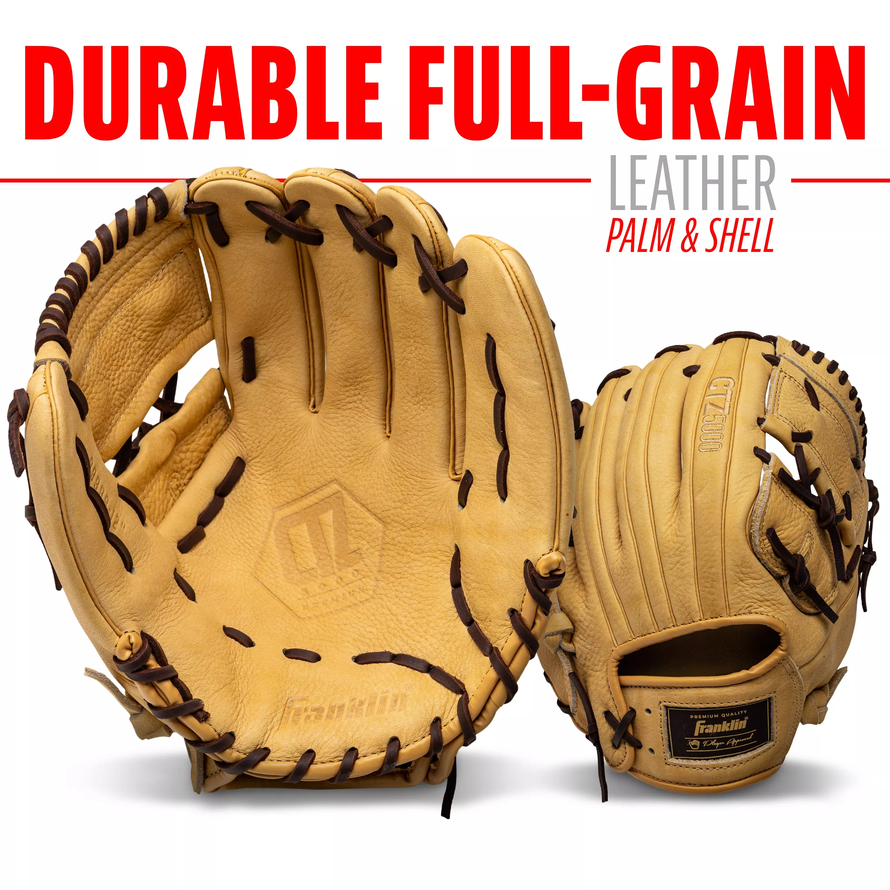 Franklin Sports CTZ5000 12" Baseball Fielding Glove RHT - Brown - BROWN