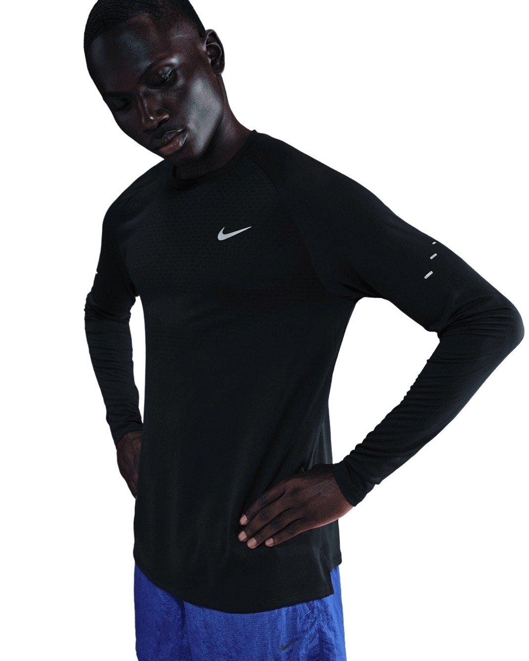 Nike Men's Stride Dri-FIT ADV Long-Sleeve Running Top - BLACK Thumbnail View 1
