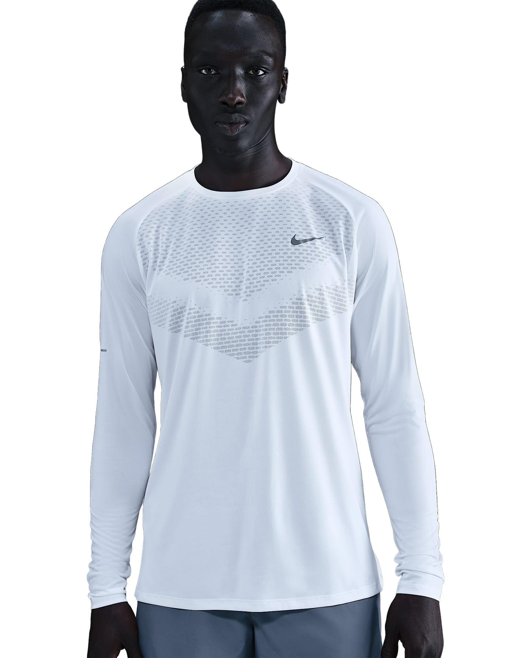 Nike Men's Stride Dri-FIT ADV Long-Sleeve Running Top - WHITE Thumbnail View 1