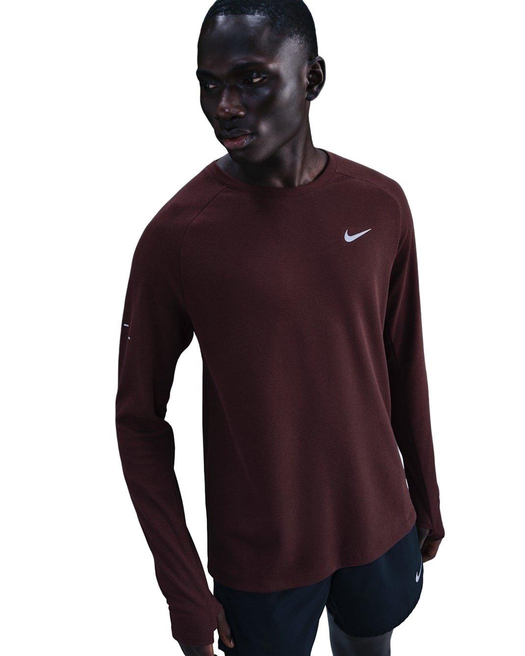Nike Men's Stride Dri-FIT Running Waffle Crew - BURGUNDY Thumbnail View 1