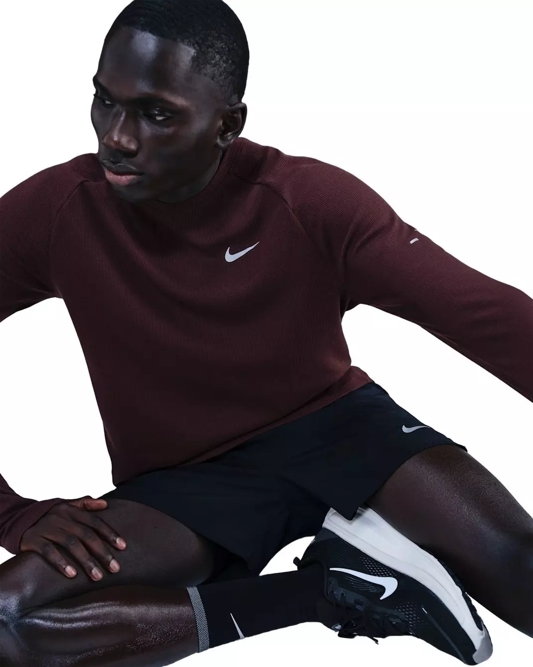 Nike Men's Stride Dri-FIT Running Waffle Crew - BURGUNDY