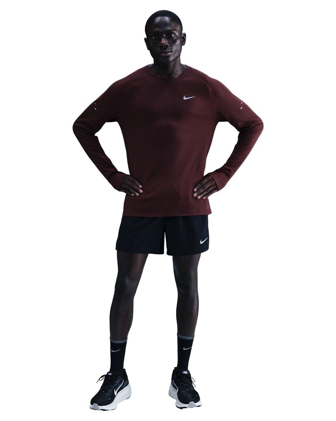 Nike Men's Stride Dri-FIT Running Waffle Crew - BURGUNDY Thumbnail View 4