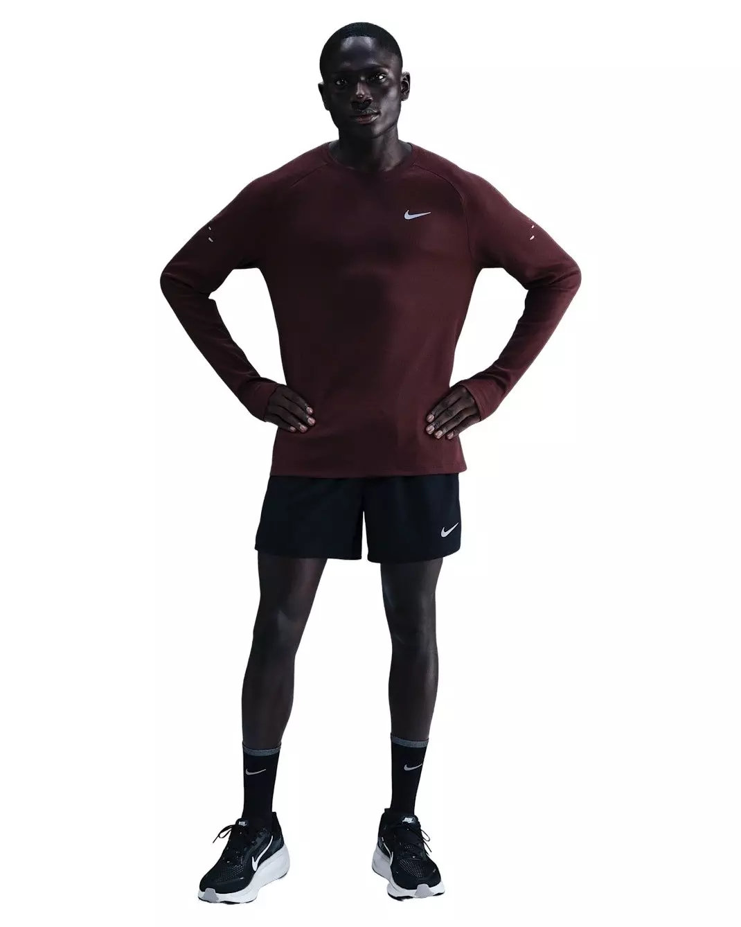 Nike Men's Stride Dri-FIT Running Waffle Crew - BURGUNDY