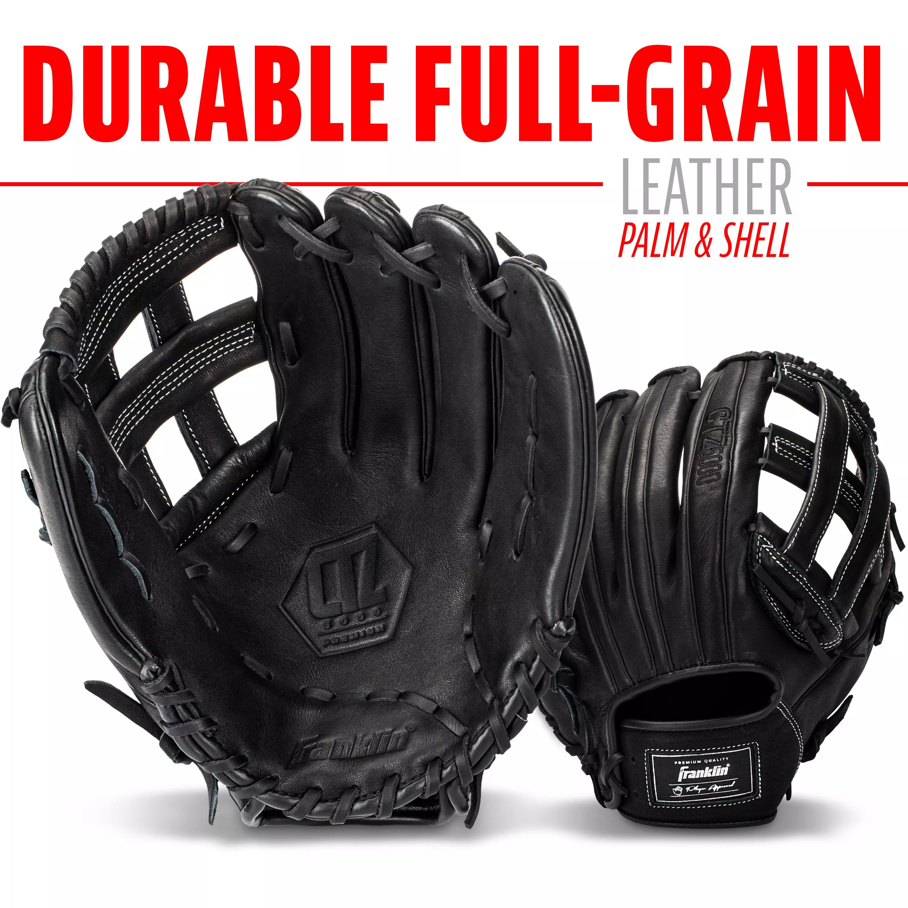 Franklin Sports CTZ5000 13" Baseball Fielding Glove RHT - Black - BLACK