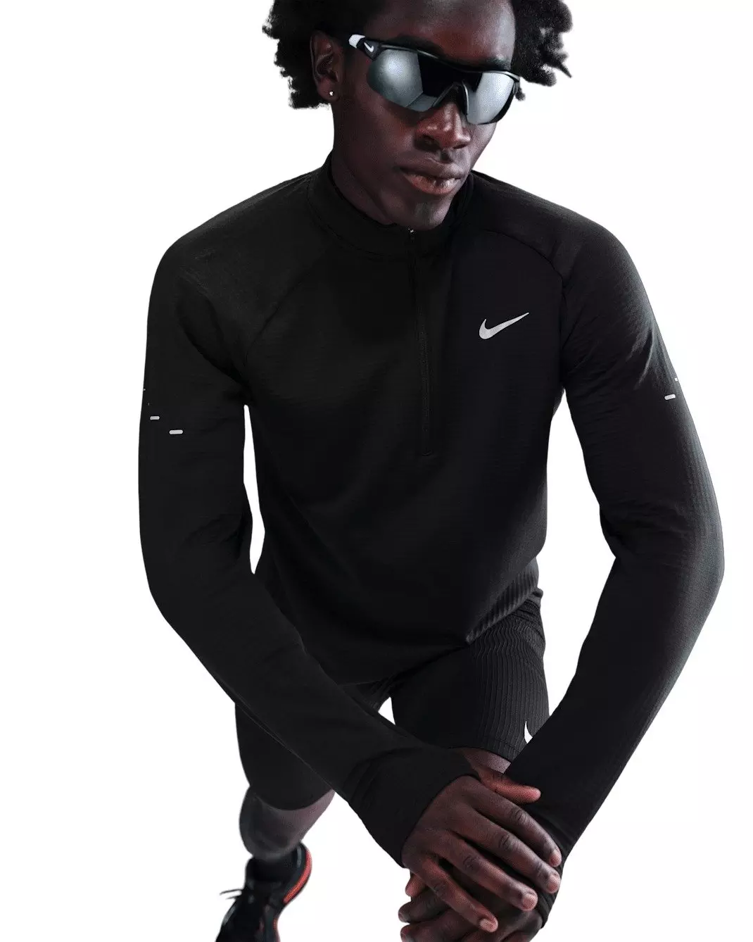 Nike Men's Stride Therma-FIT Repel Winterized 1/2-Zip Running Top - BLACK