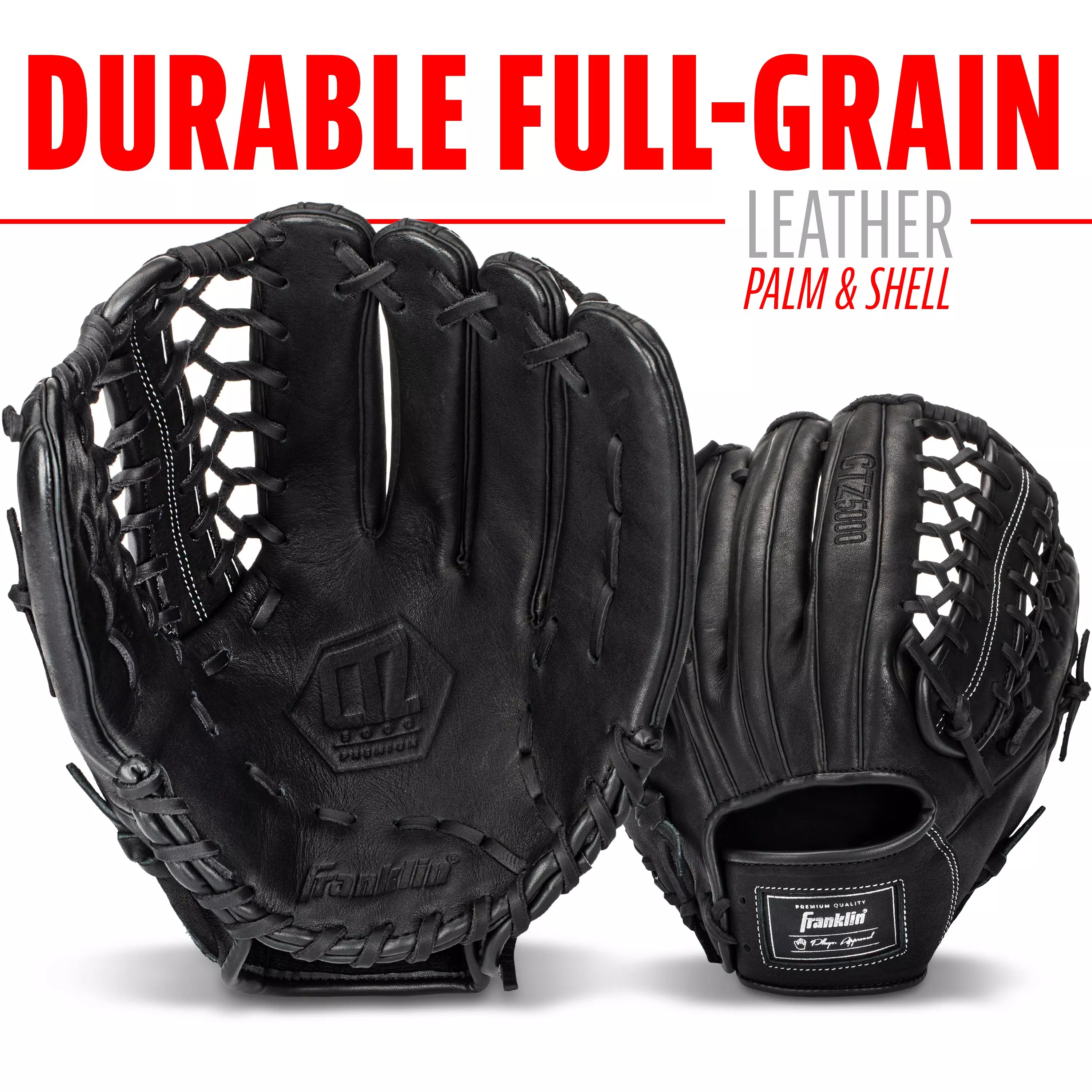 Franklin Sports CTZ5000 12.75" Baseball Fielding Glove RHT - Black - BLACK