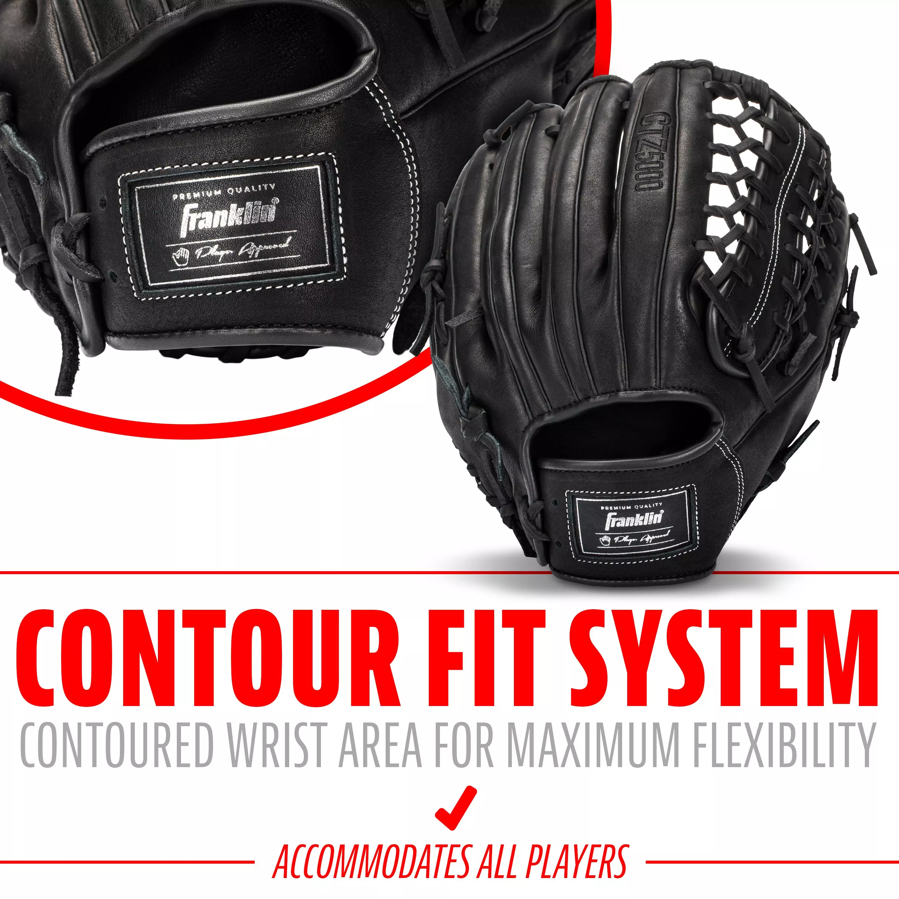 Franklin Sports CTZ5000 12.75" Baseball Fielding Glove RHT - Black - BLACK