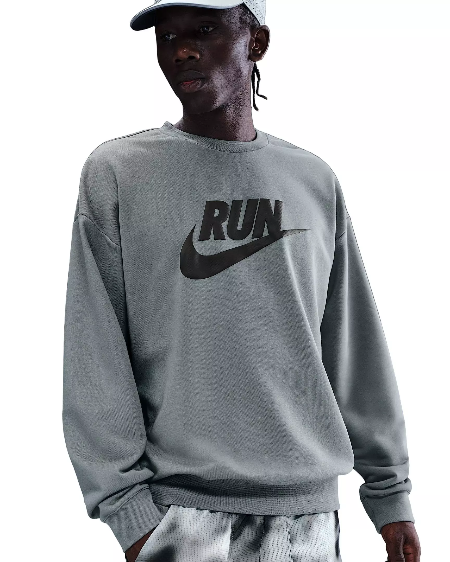 Nike Men's Dri-FIT Fleece Running Crew - Grey - GREY