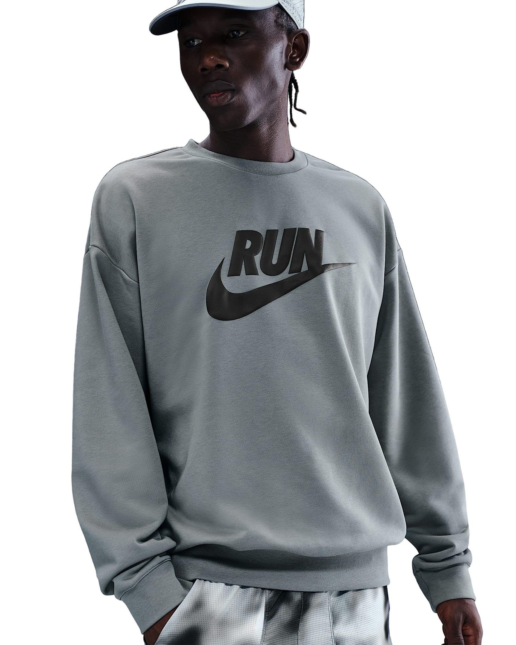 Nike Men's Dri-FIT Fleece Running Crew -Grey - GREY Thumbnail View 1