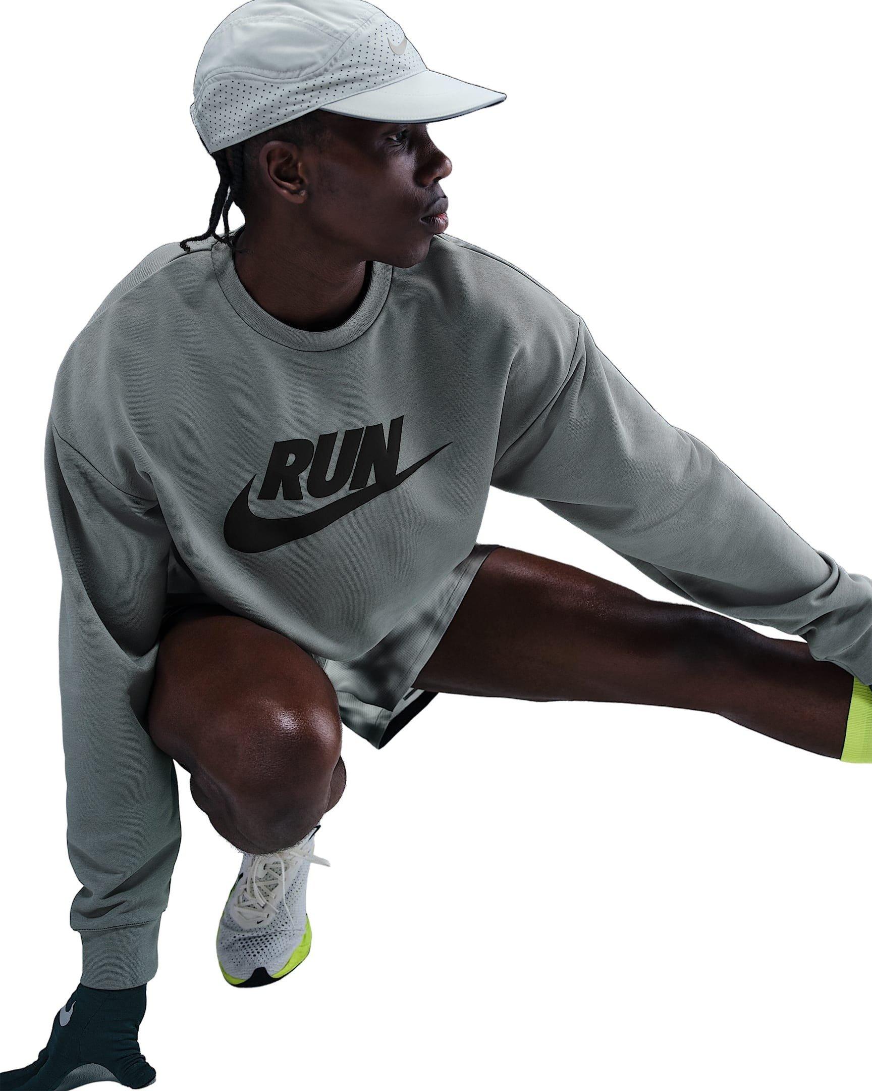 Nike Men's Dri-FIT Fleece Running Crew - Grey - GREY Thumbnail View 3