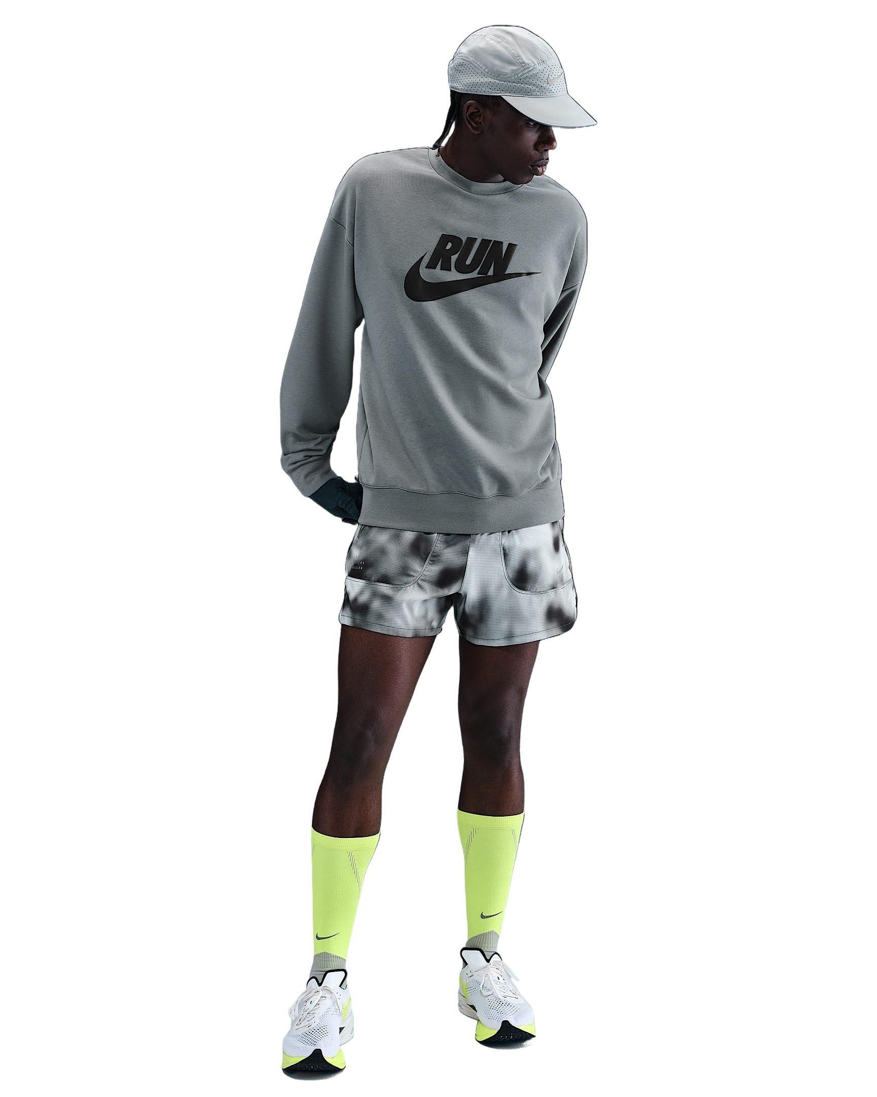 Nike Men's Dri-FIT Fleece Running Crew - Grey - GREY Thumbnail View 4