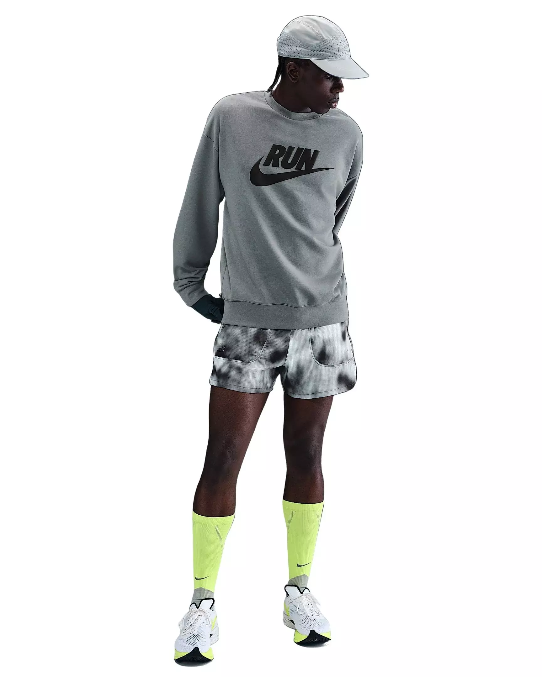 Nike Men's Dri-FIT Fleece Running Crew -Grey - GREY