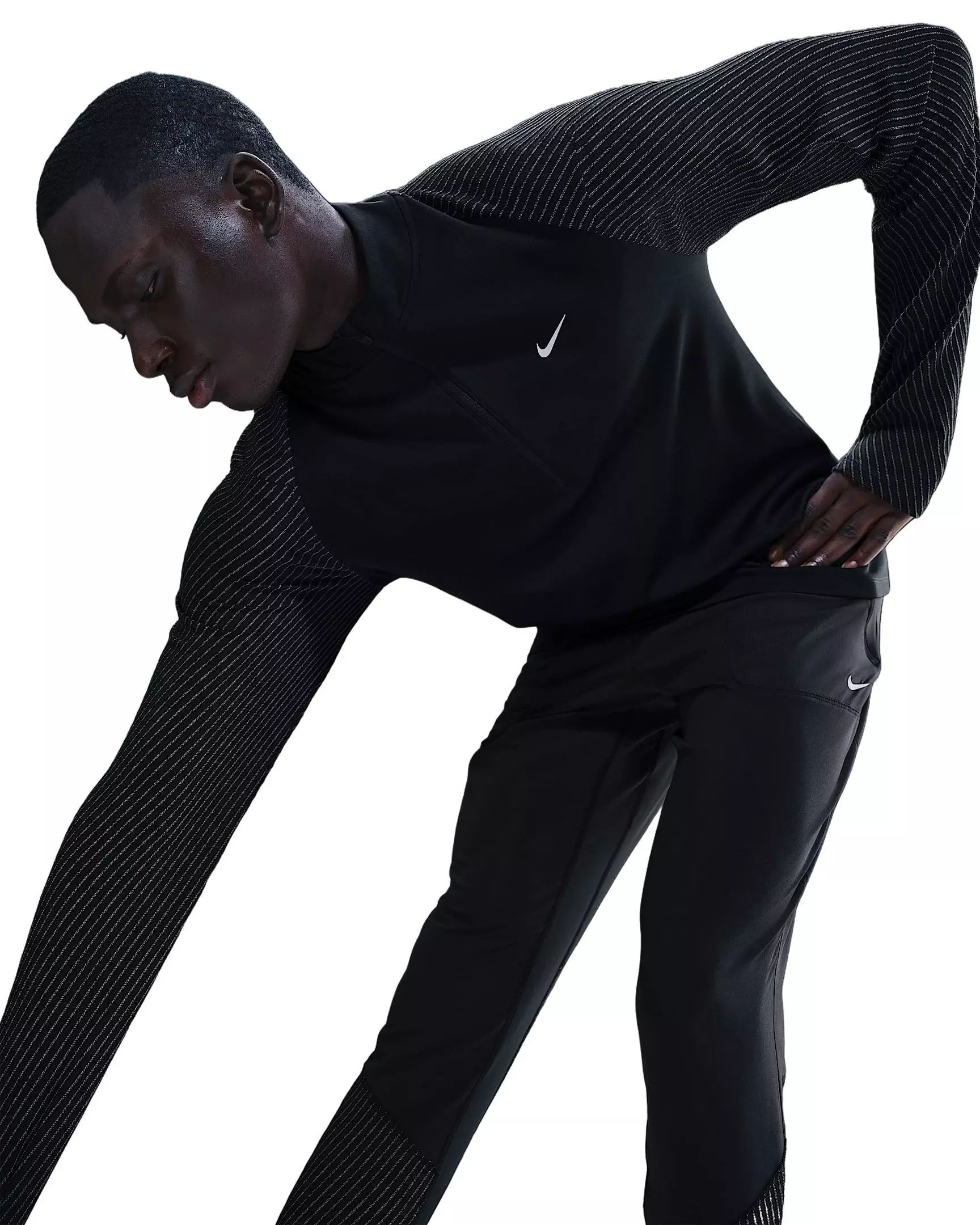 Nike Men's Dri-FIT 1/2-Zip Running Top with Reflective Design Accents -Black - BLACK