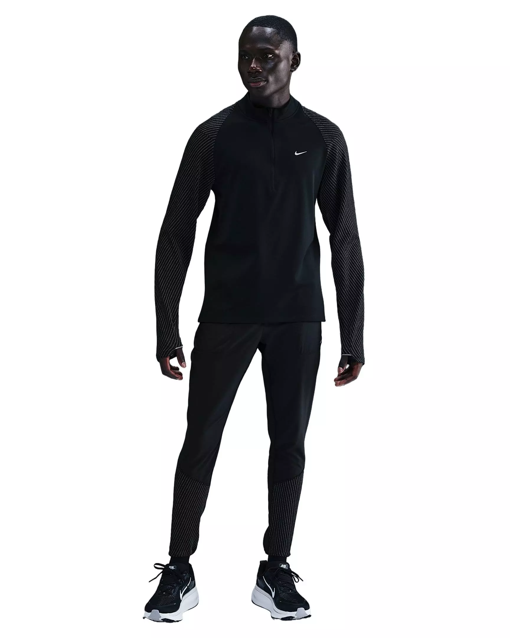 Nike Men's Dri-FIT 1/2-Zip Running Top with Reflective Design Accents - Black - BLACK