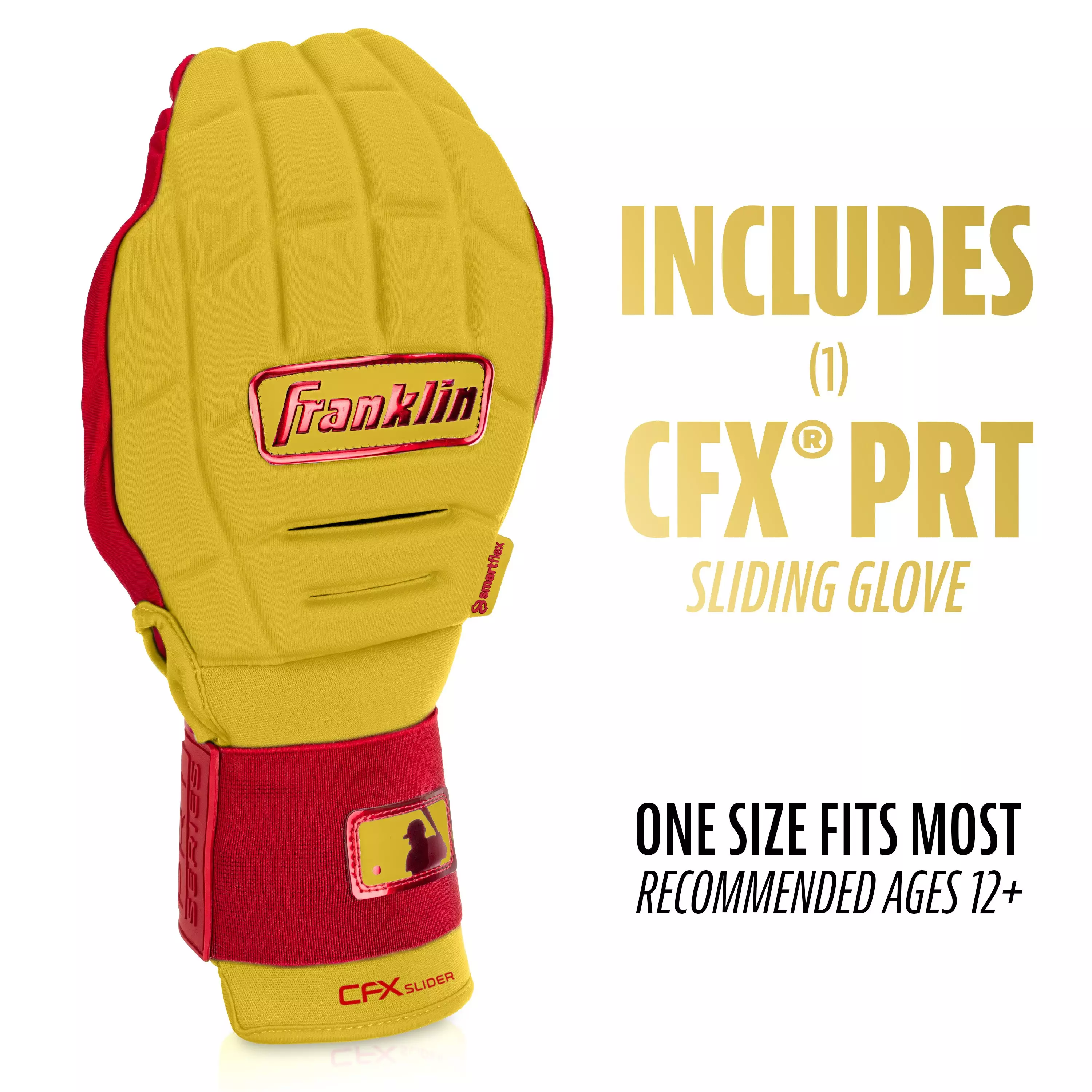Franklin Sports MLB Adult CFX Slider PRT Protective Sliding Glove - Yellow/Red - YELLOW/RED