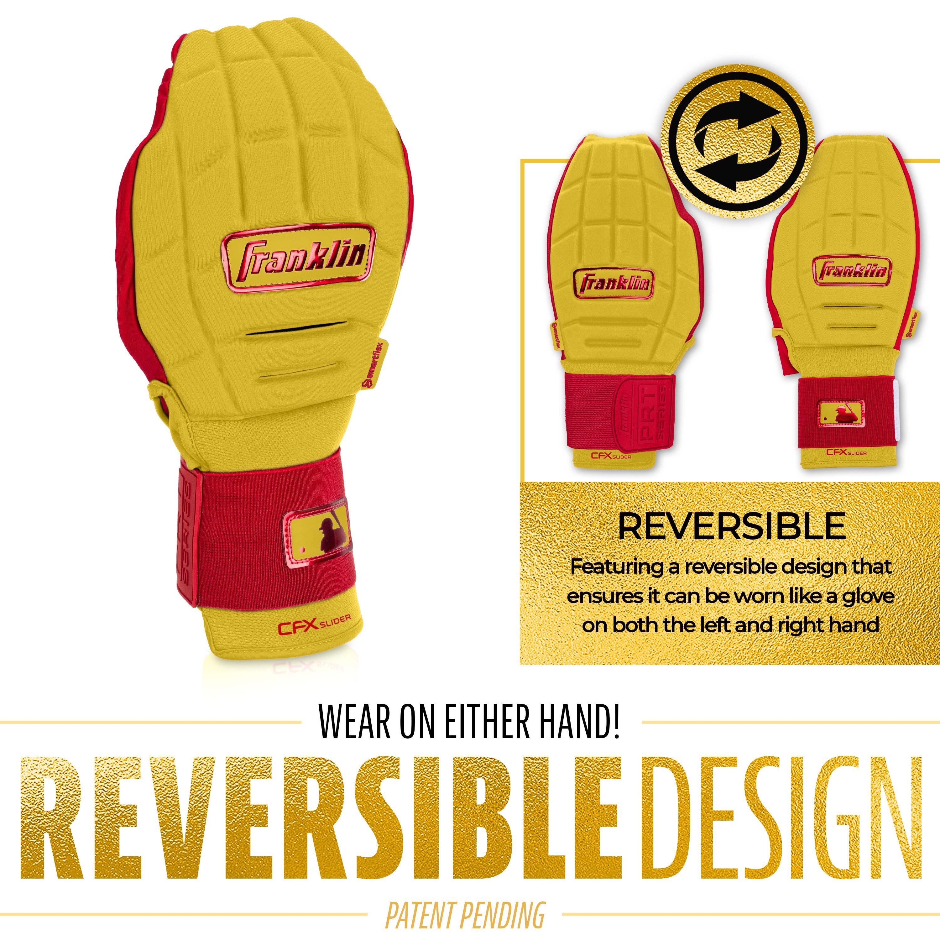 Franklin Sports MLB Adult CFX Slider PRT Protective Sliding Glove - Yellow/Red - YELLOW/RED Thumbnail View 3