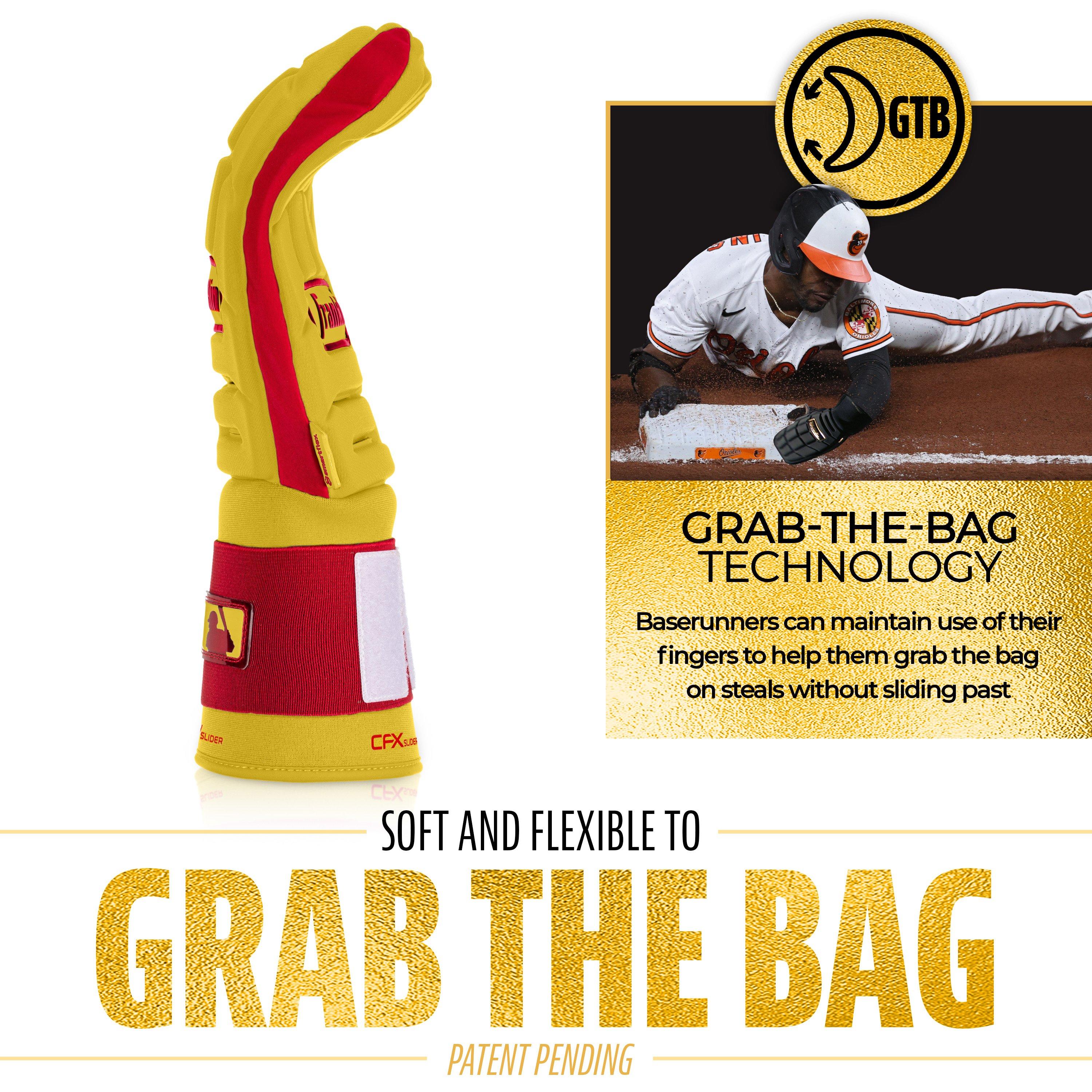 Franklin Sports MLB Adult CFX Slider PRT Protective Sliding Glove - Yellow/Red - YELLOW/RED Thumbnail View 4