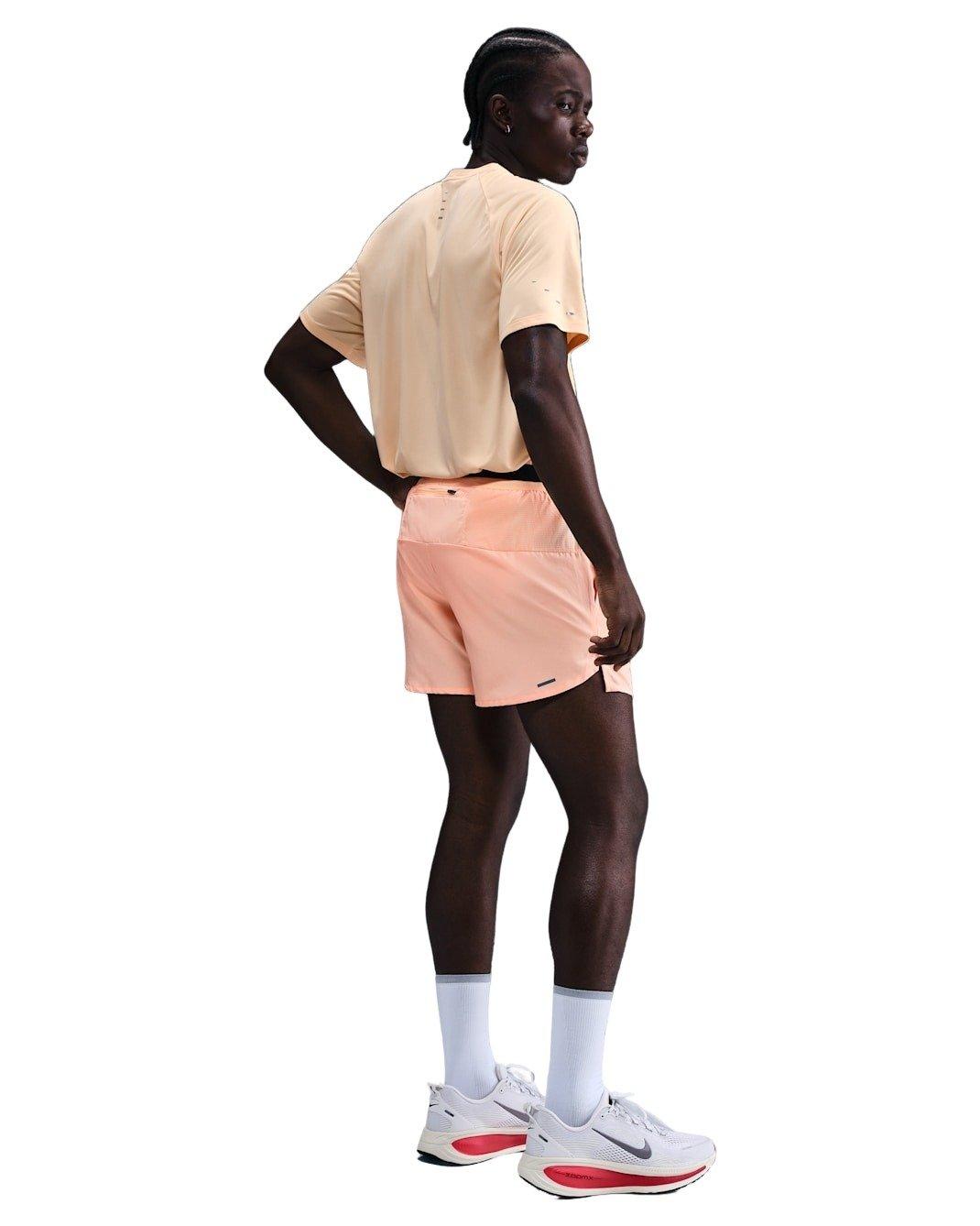 Nike Men's Stride Dri-FIT 5" Brief-Lined Running Shorts - Grey - ORANGE Thumbnail View 5
