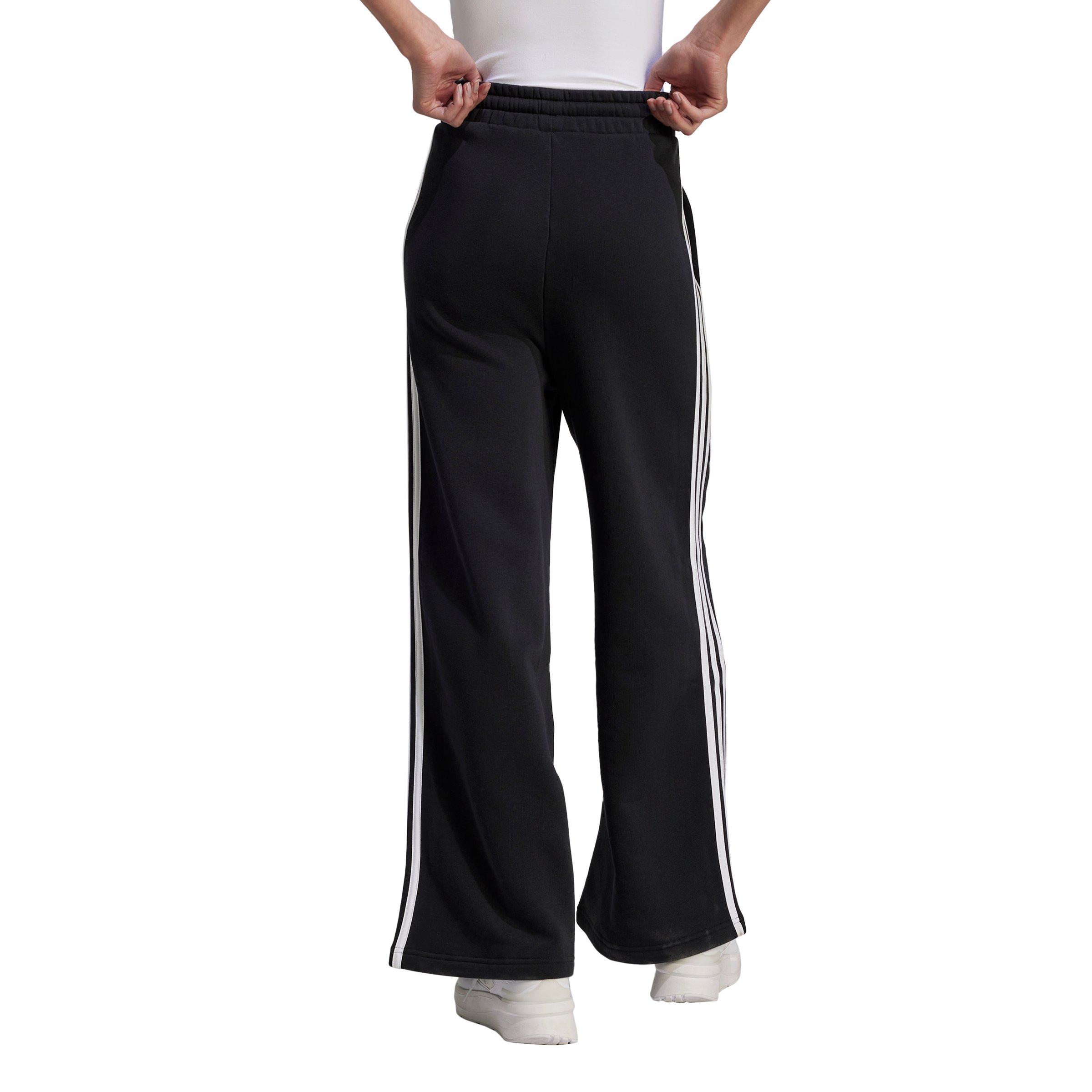 adidas Women's Essentials 3-Stripes French Terry Wide Leg Joggers - Black - BLACK Thumbnail View 2