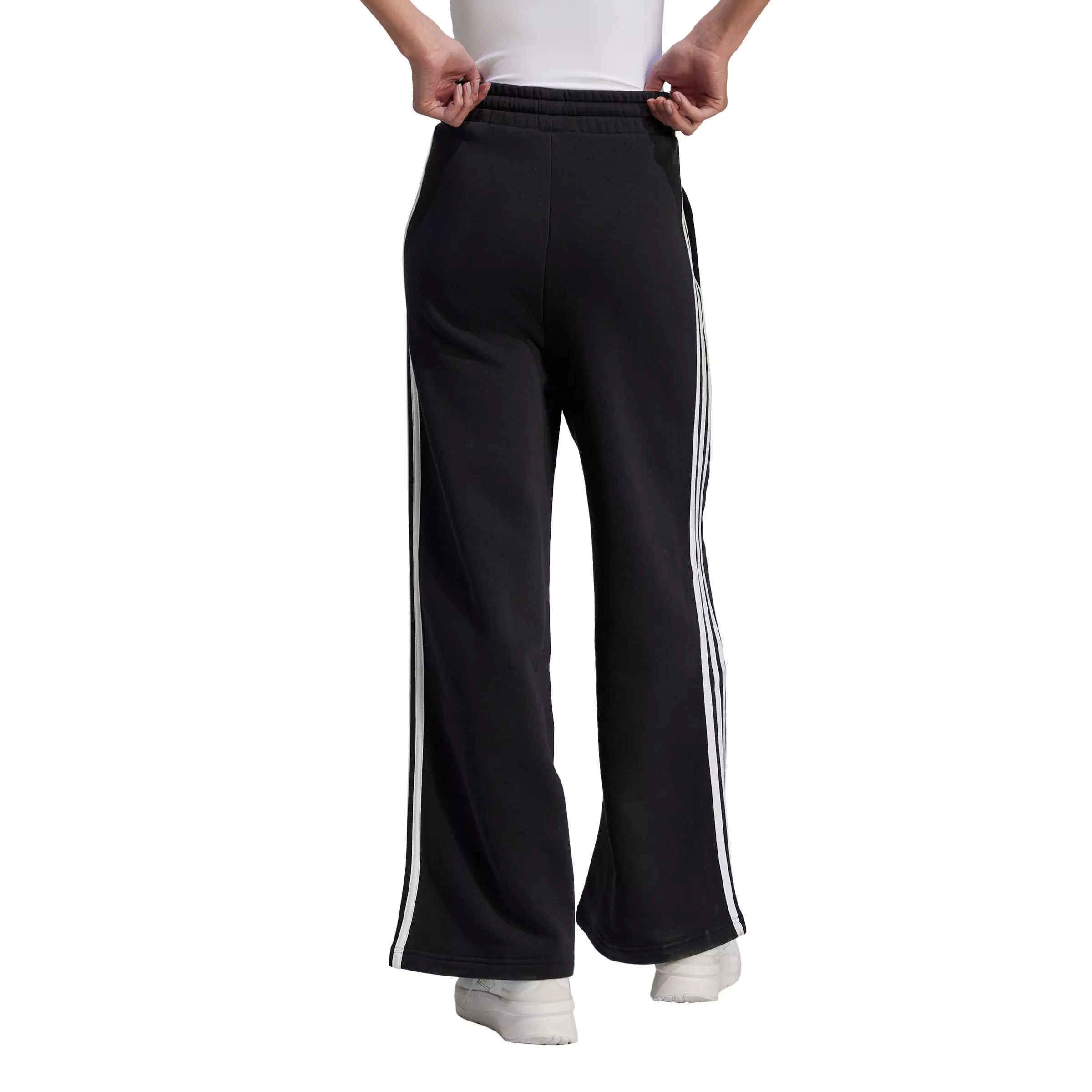 adidas Women's Essentials 3-Stripes French Terry Wide Leg Joggers - Black - BLACK