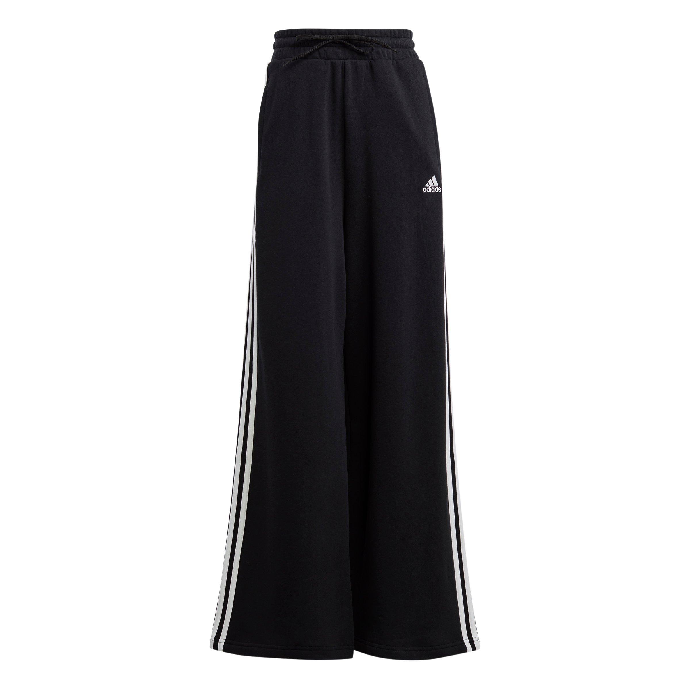 adidas Women's Essentials 3-Stripes French Terry Wide Leg Joggers - Black - BLACK Thumbnail View 6