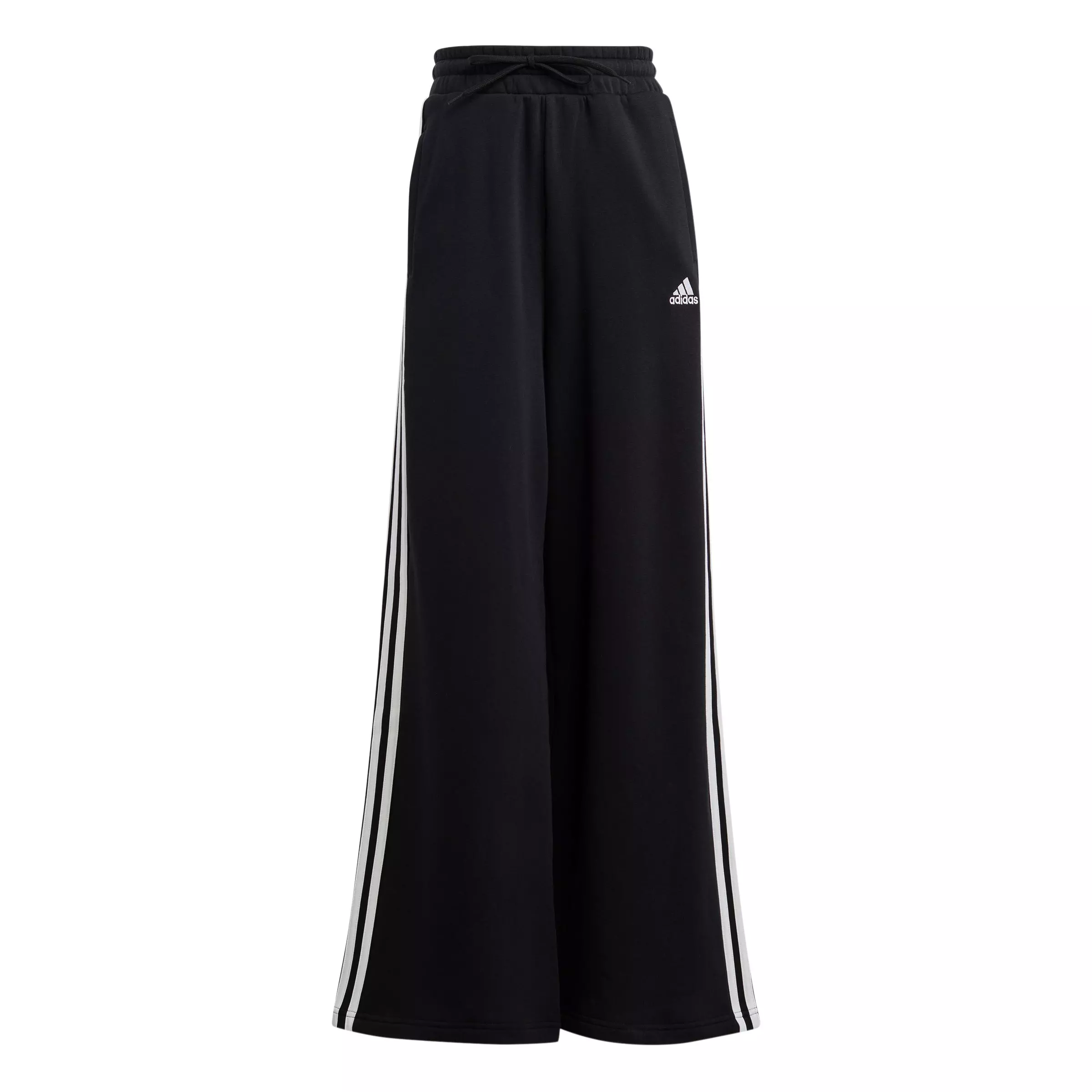adidas Women's Essentials 3-Stripes French Terry Wide Leg Joggers - Black - BLACK