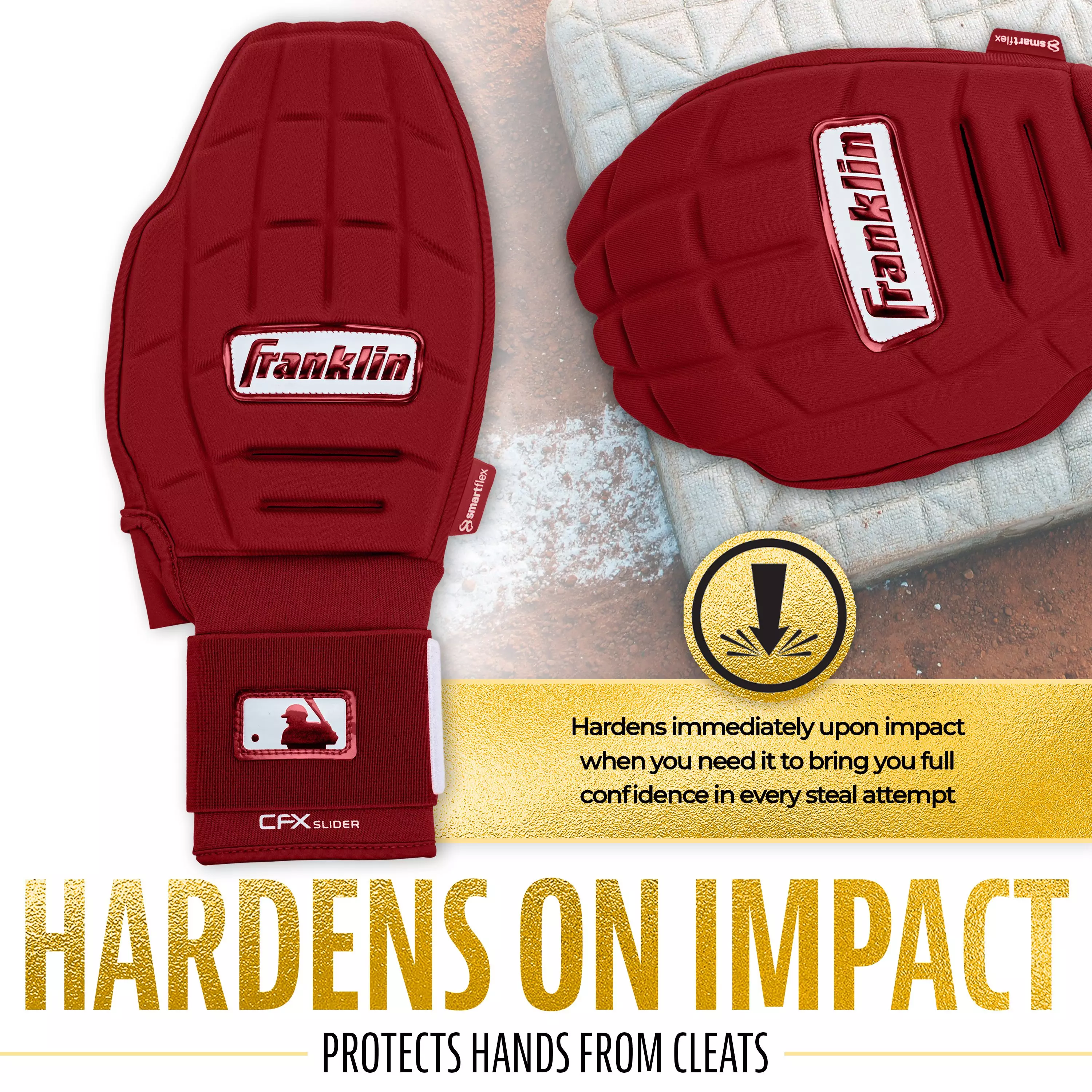Franklin Sports MLB Adult CFX Slider PRT Protective Sliding Glove - Burgundy - BURGUNDY