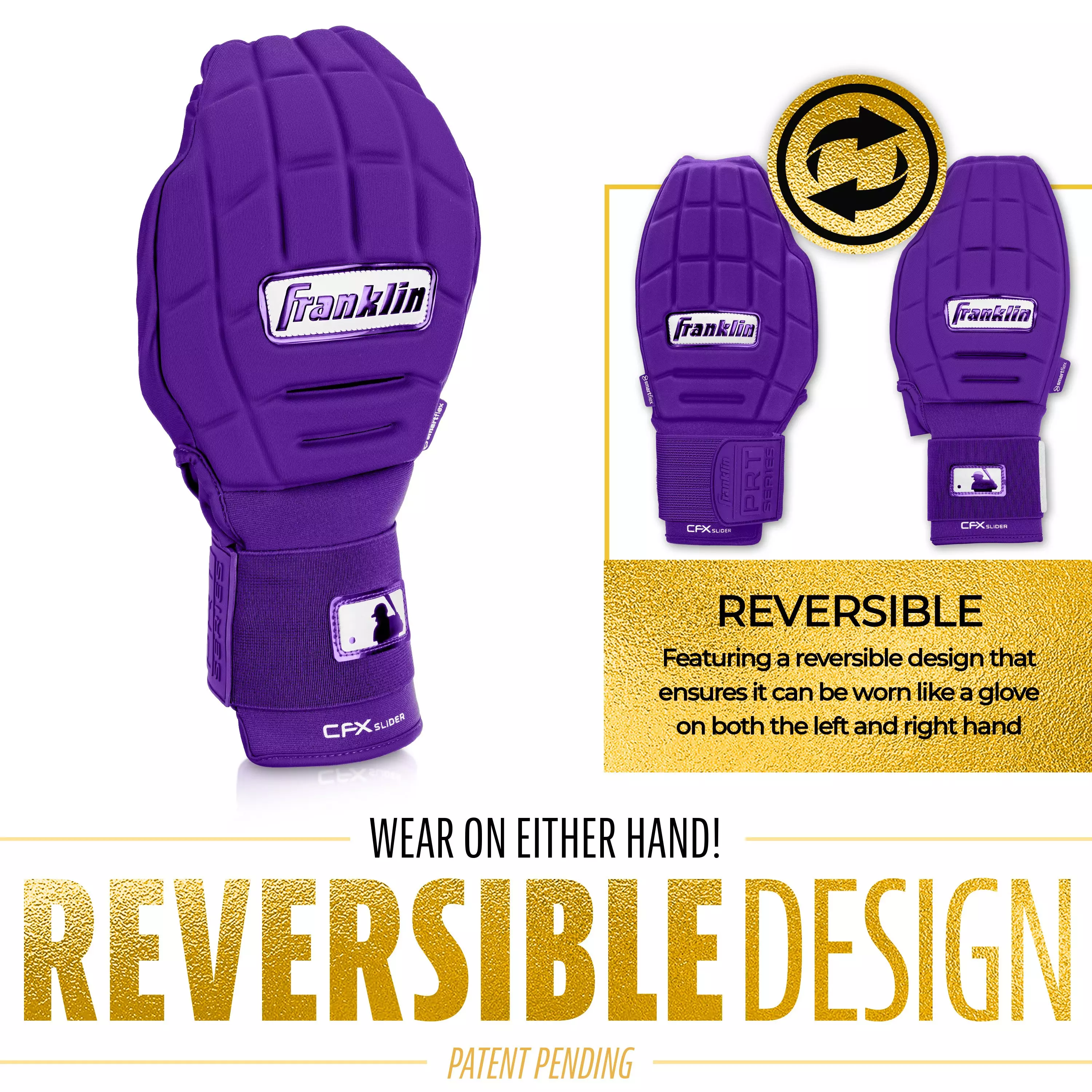 Franklin Sports MLB Adult CFX Slider PRT Protective Sliding Glove - Purple - PURPLE