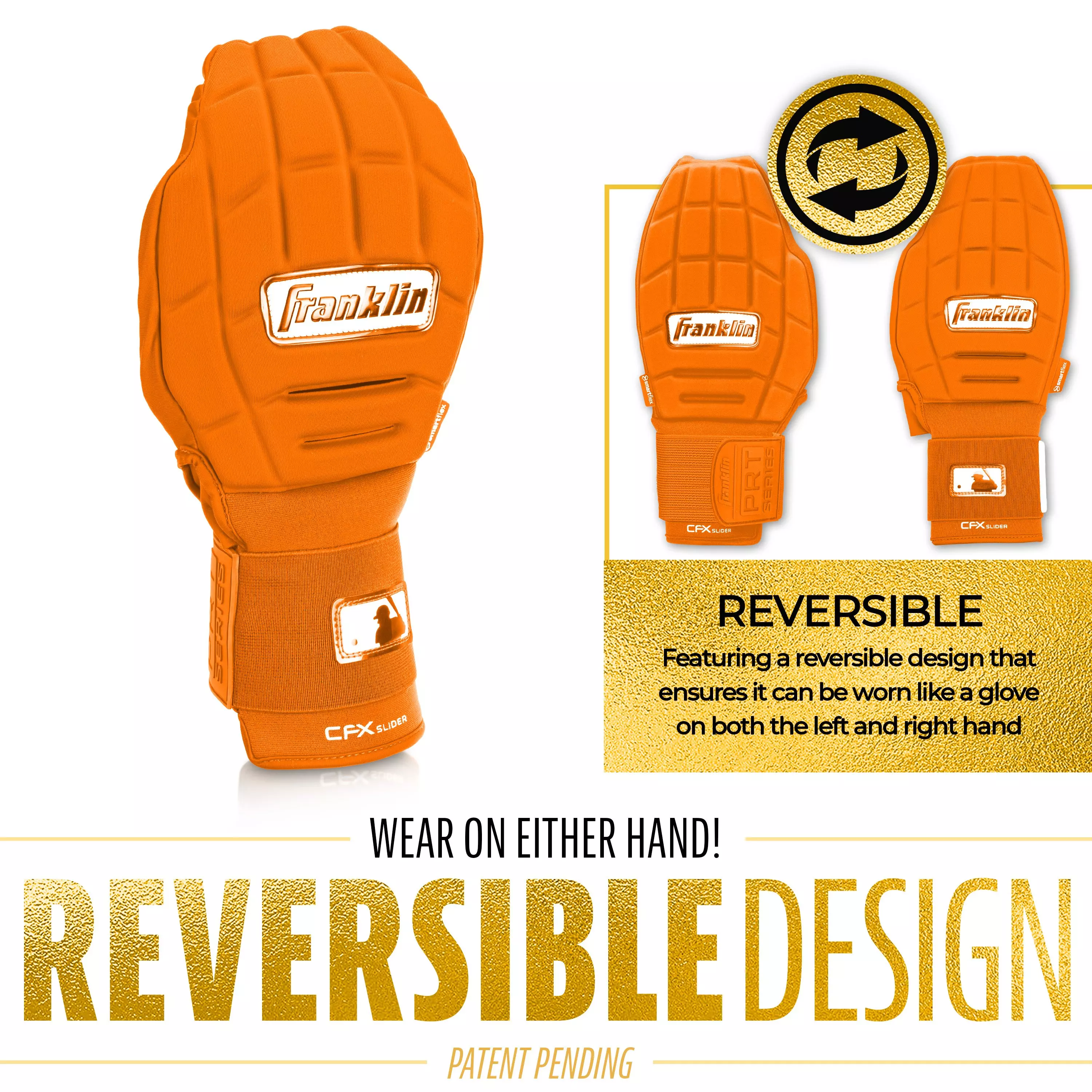 Franklin Sports MLB Adult CFX Slider PRT Protective Sliding Glove - Orange - ORANGE