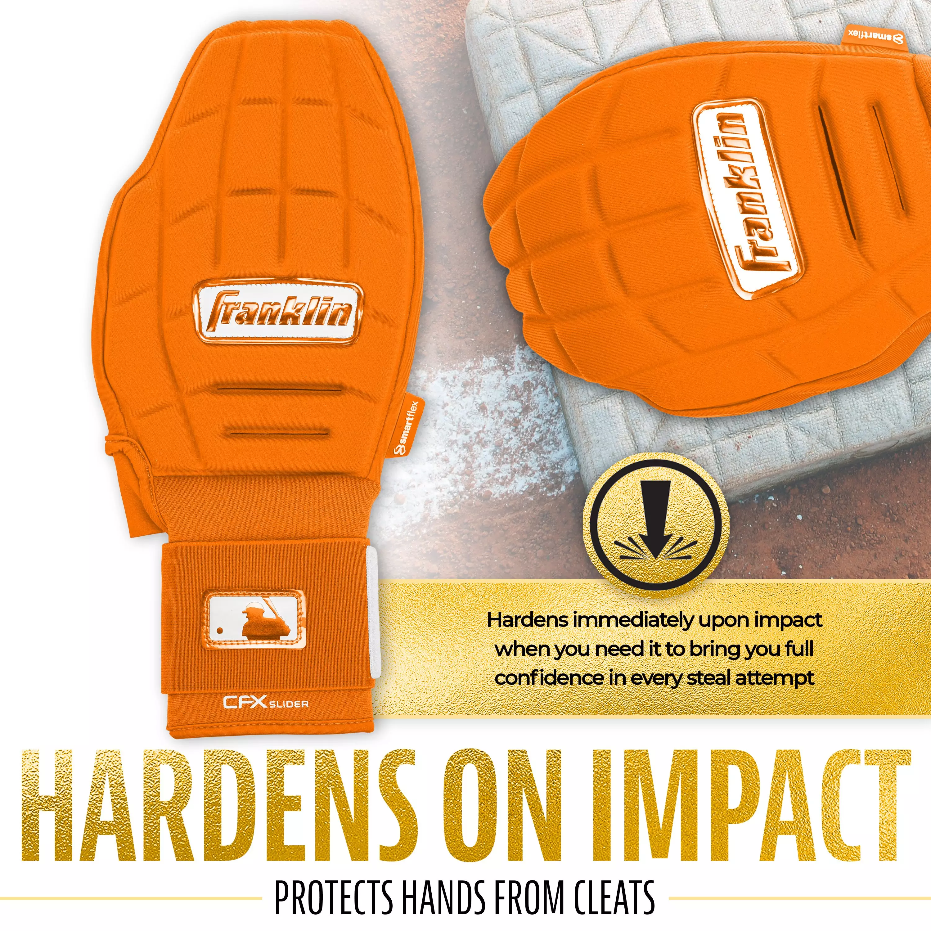 Franklin Sports MLB Adult CFX Slider PRT Protective Sliding Glove - Orange - ORANGE