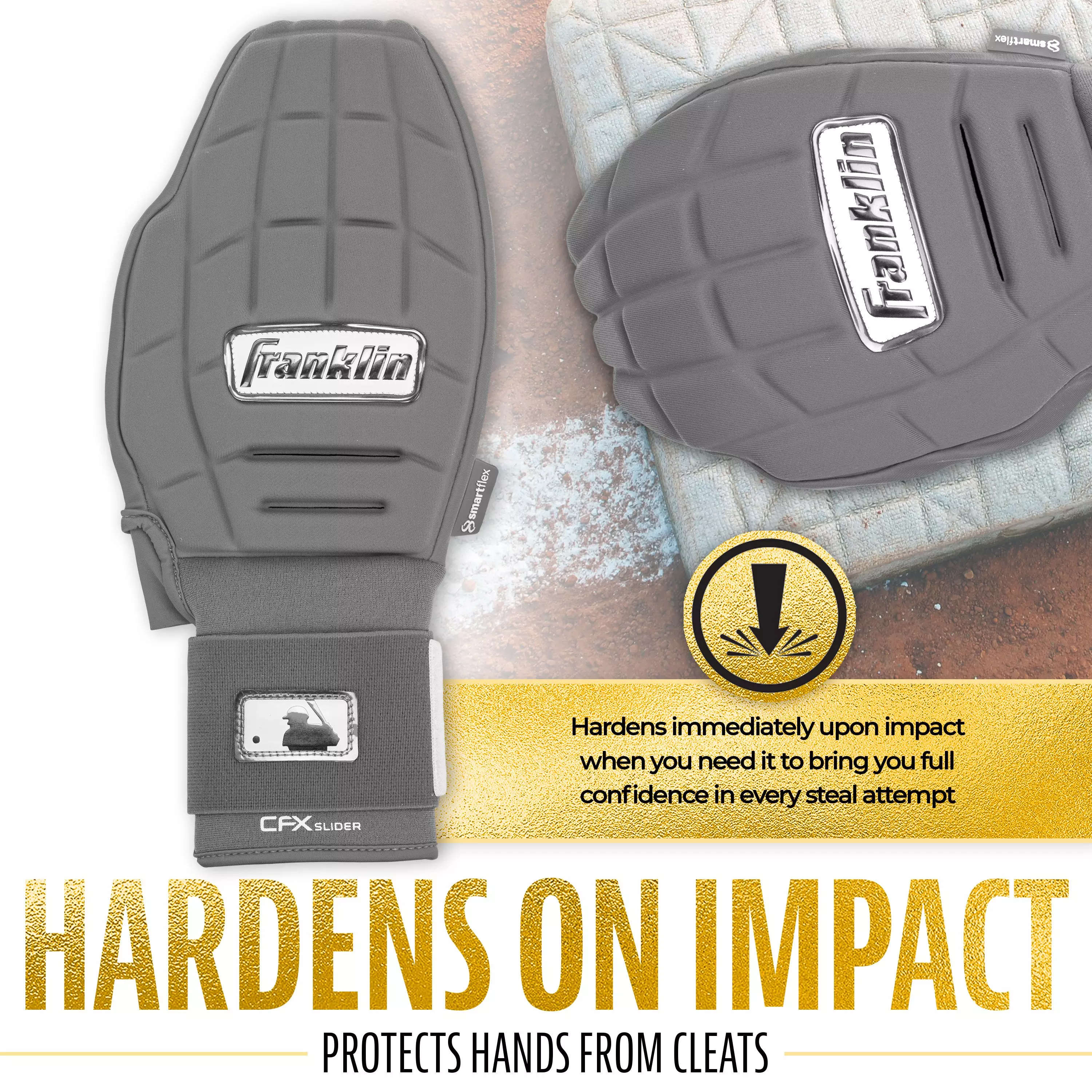 Franklin Sports MLB Adult CFX Slider PRT Protective Sliding Glove - Grey - GREY