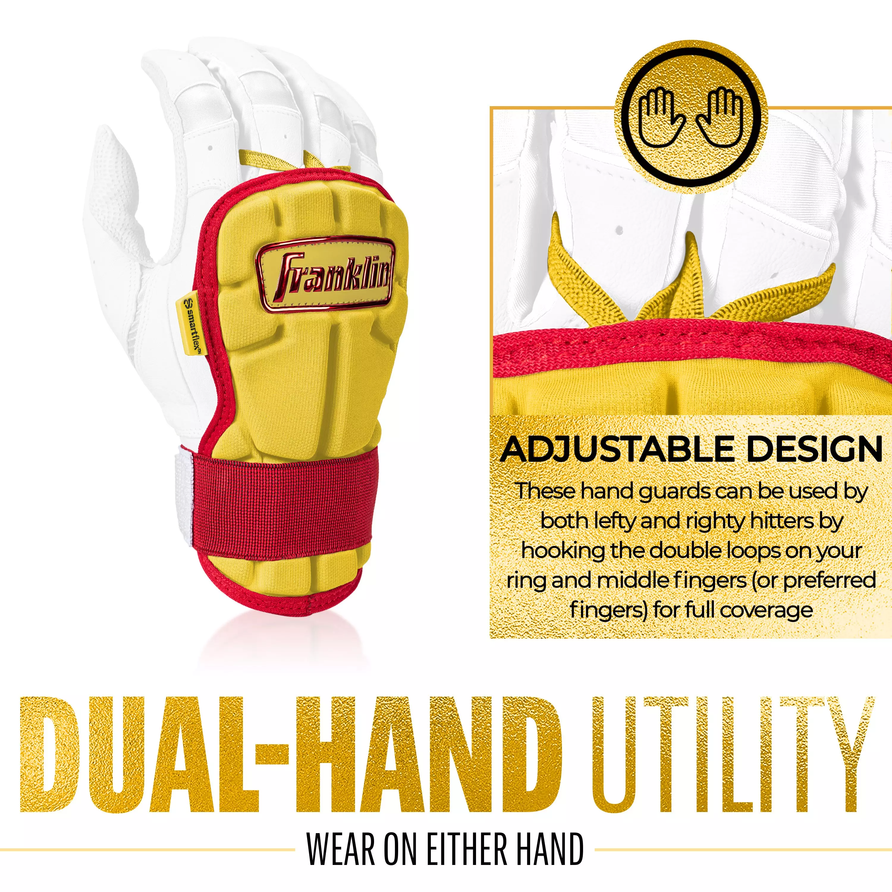 Franklin Sports PRT Protective Hand Guard LG - Yellow/Red - YELLOW/RED