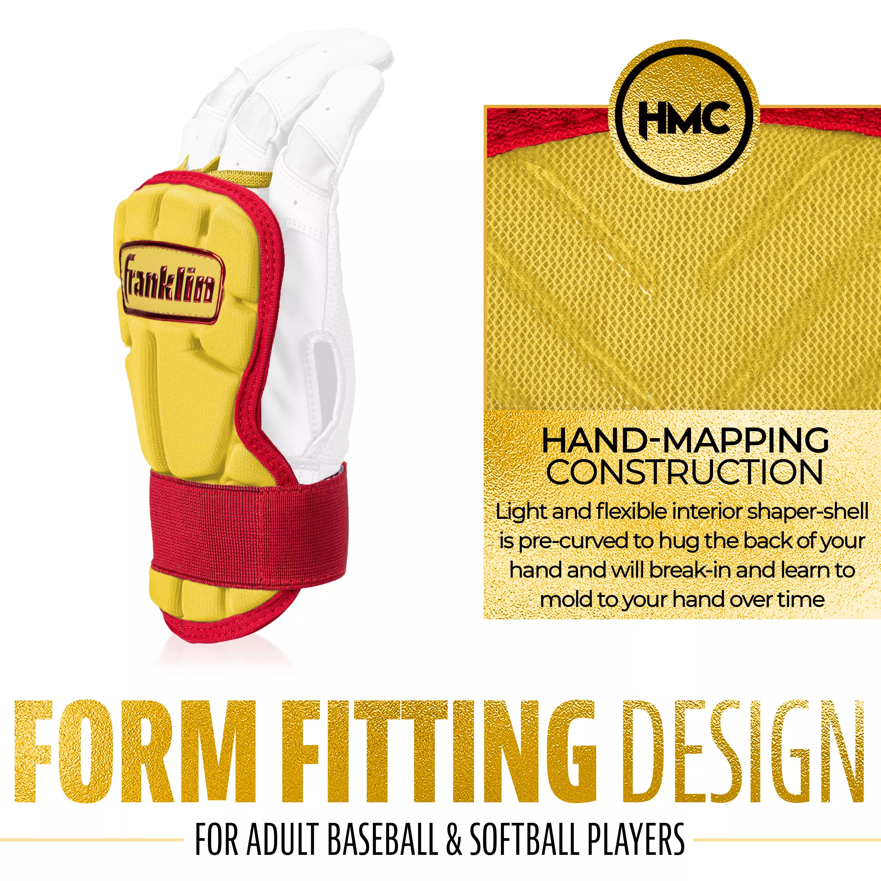 Franklin Sports PRT Protective Hand Guard LG - Yellow/Red - YELLOW/RED