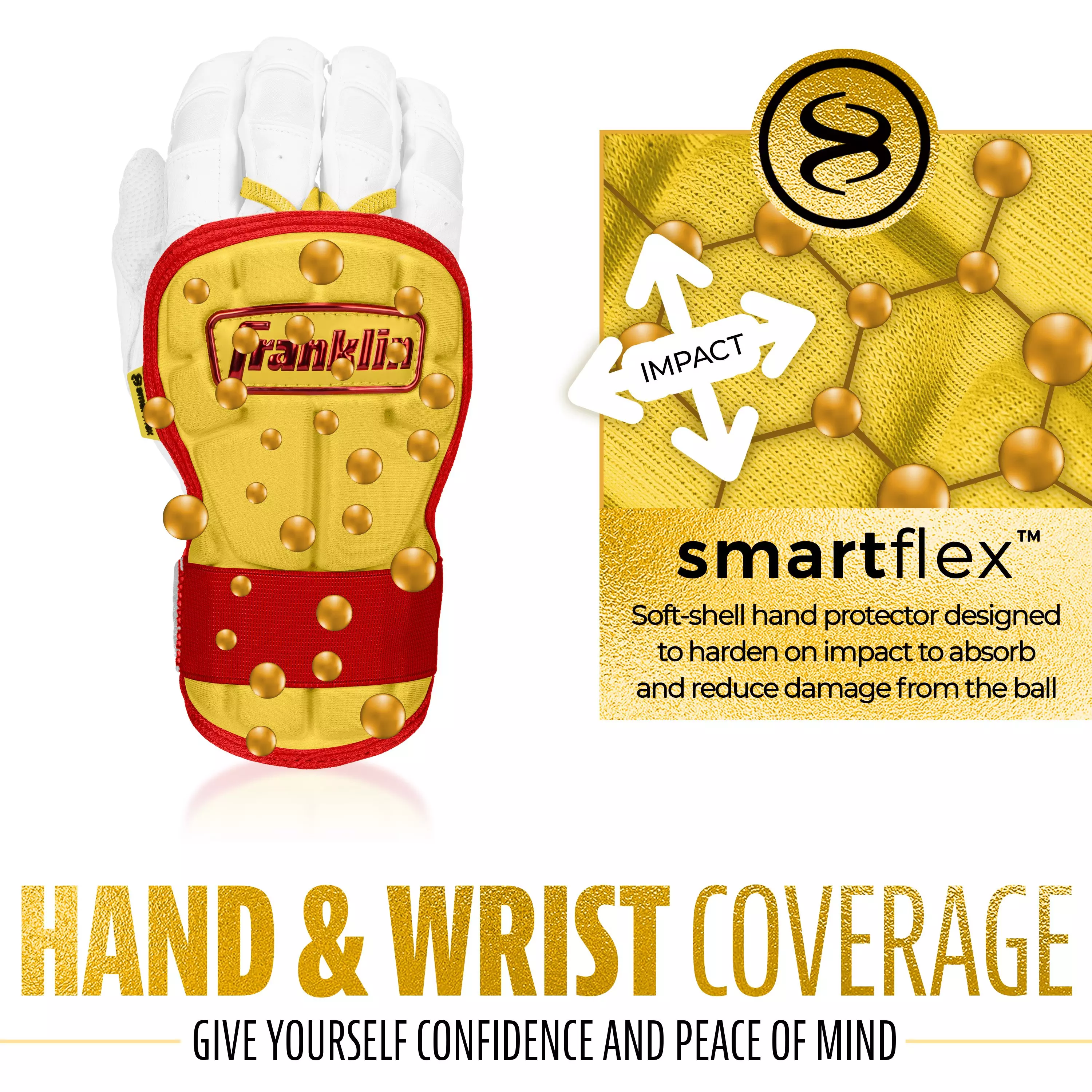 Franklin Sports PRT Protective Hand Guard LG - Yellow/Red - YELLOW/RED