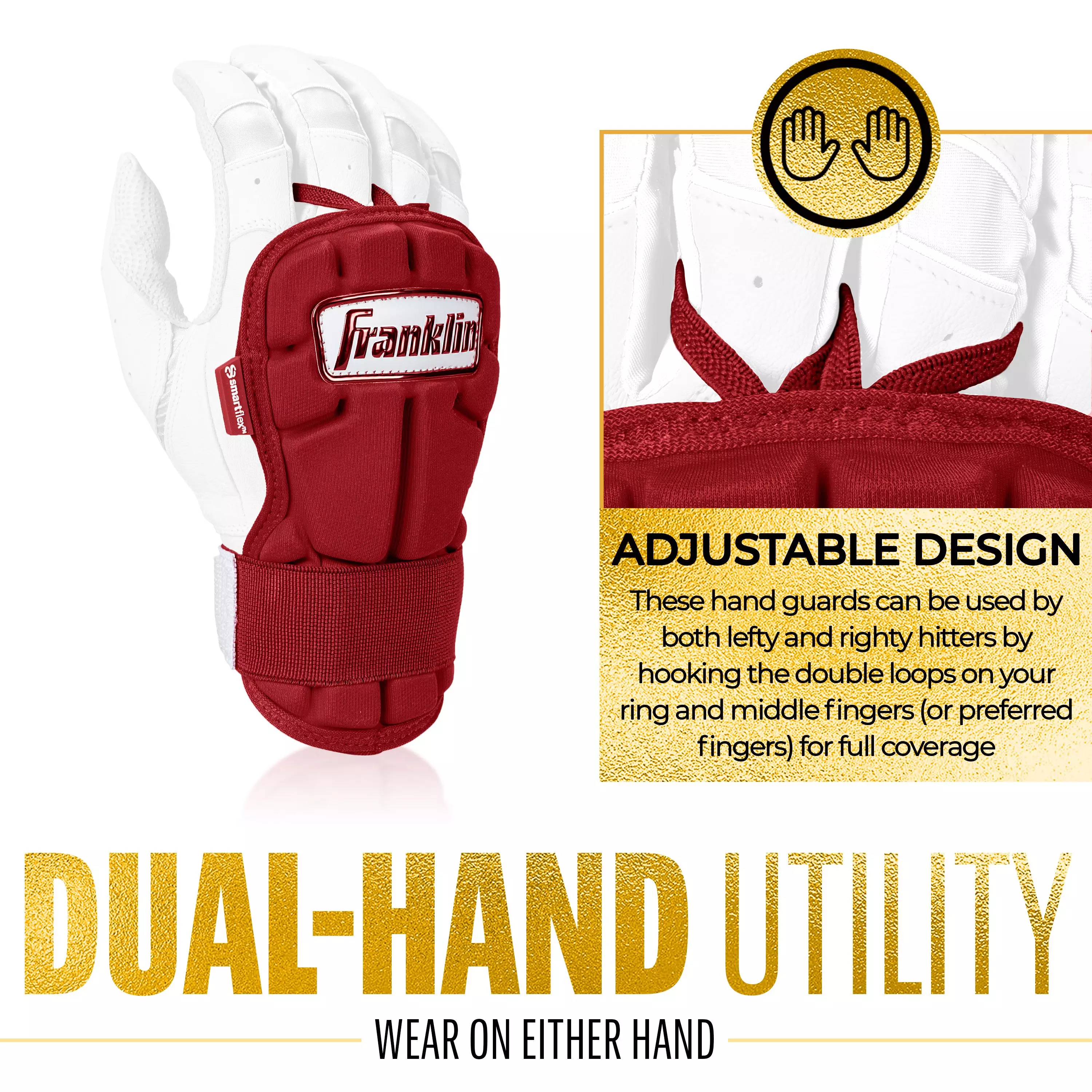 Franklin Sports PRT Protective Hand Guard LG - Burgundy - BURGUNDY