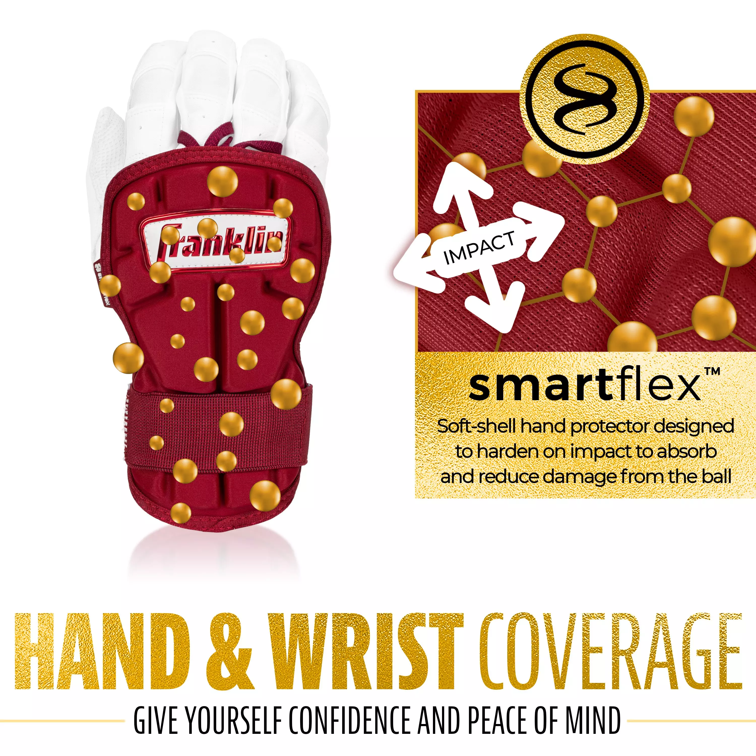 Franklin Sports PRT Protective Hand Guard LG - Burgundy - BURGUNDY