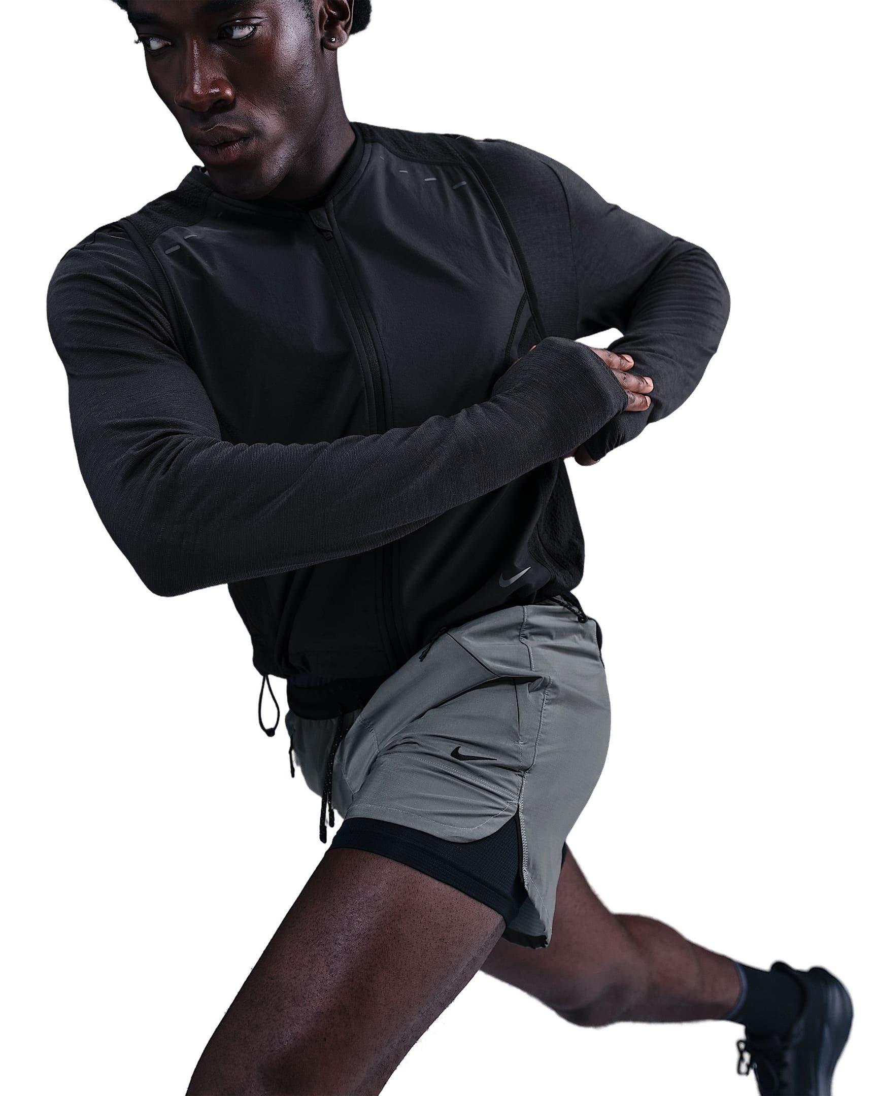 Nike Men's 4" 2-in-1 Reflective Running Shorts -Black - BLACK Thumbnail View 3