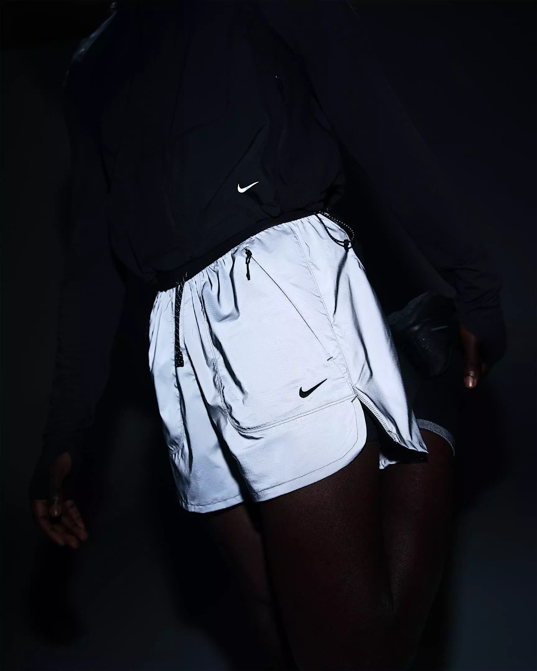 Nike Men's 4" 2-in-1 Reflective Running Shorts -Black - BLACK