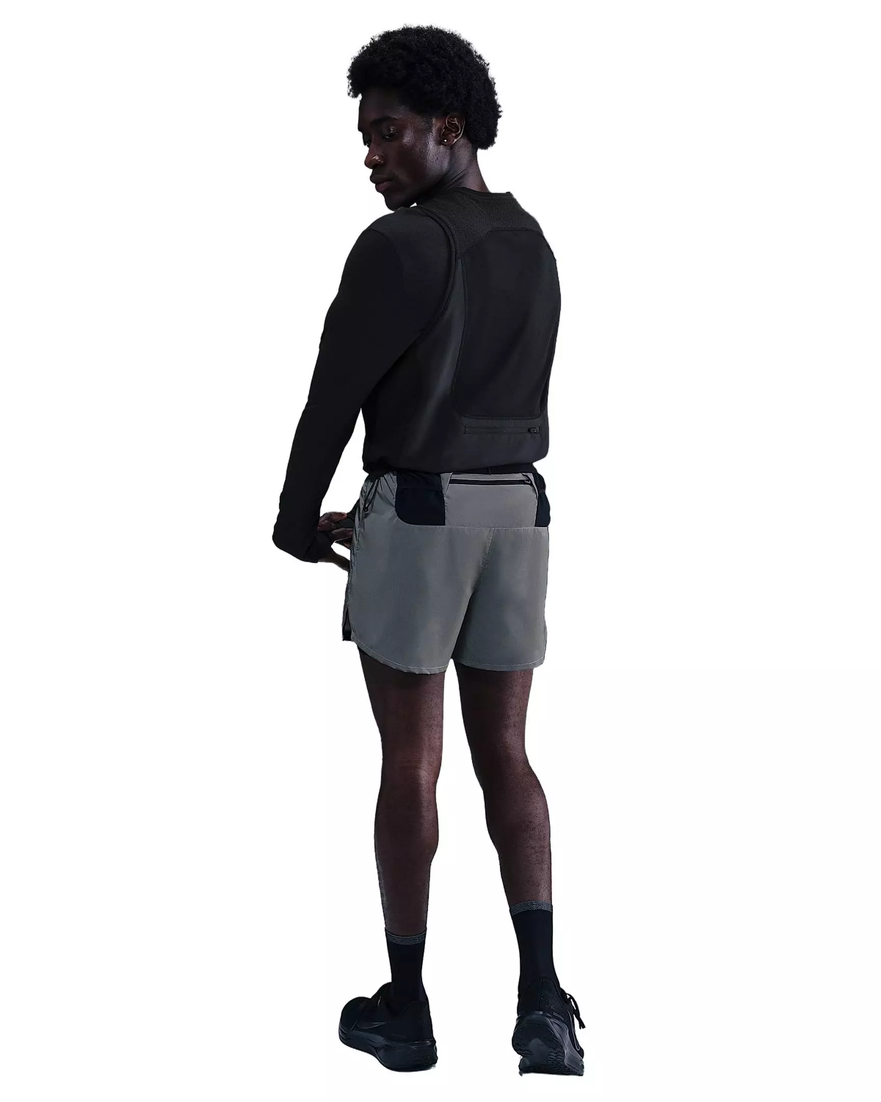 Nike Men's 4" 2-in-1 Reflective Running Shorts -Black - BLACK