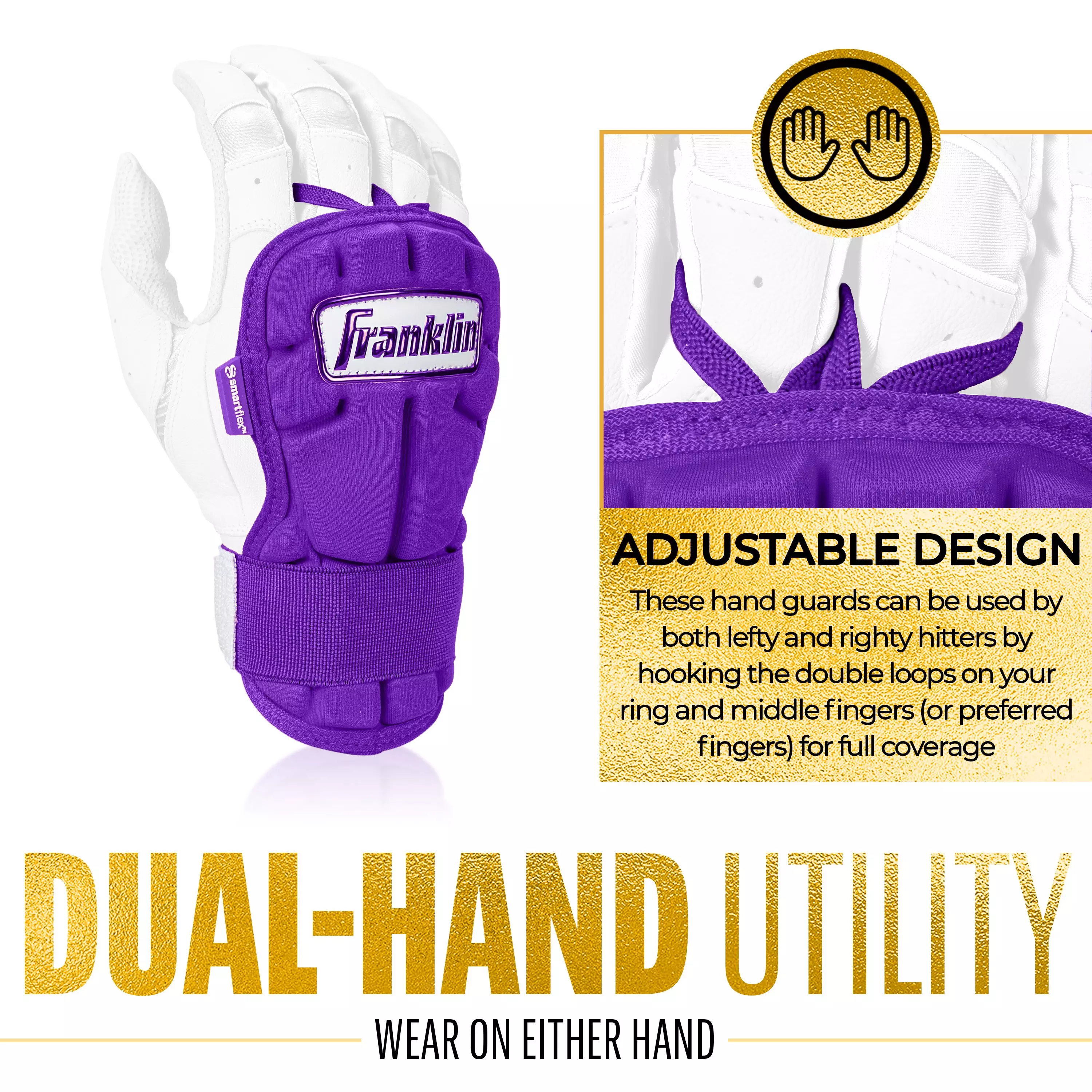 Franklin Sports PRT Protective Hand Guard LG - Purple - PURPLE