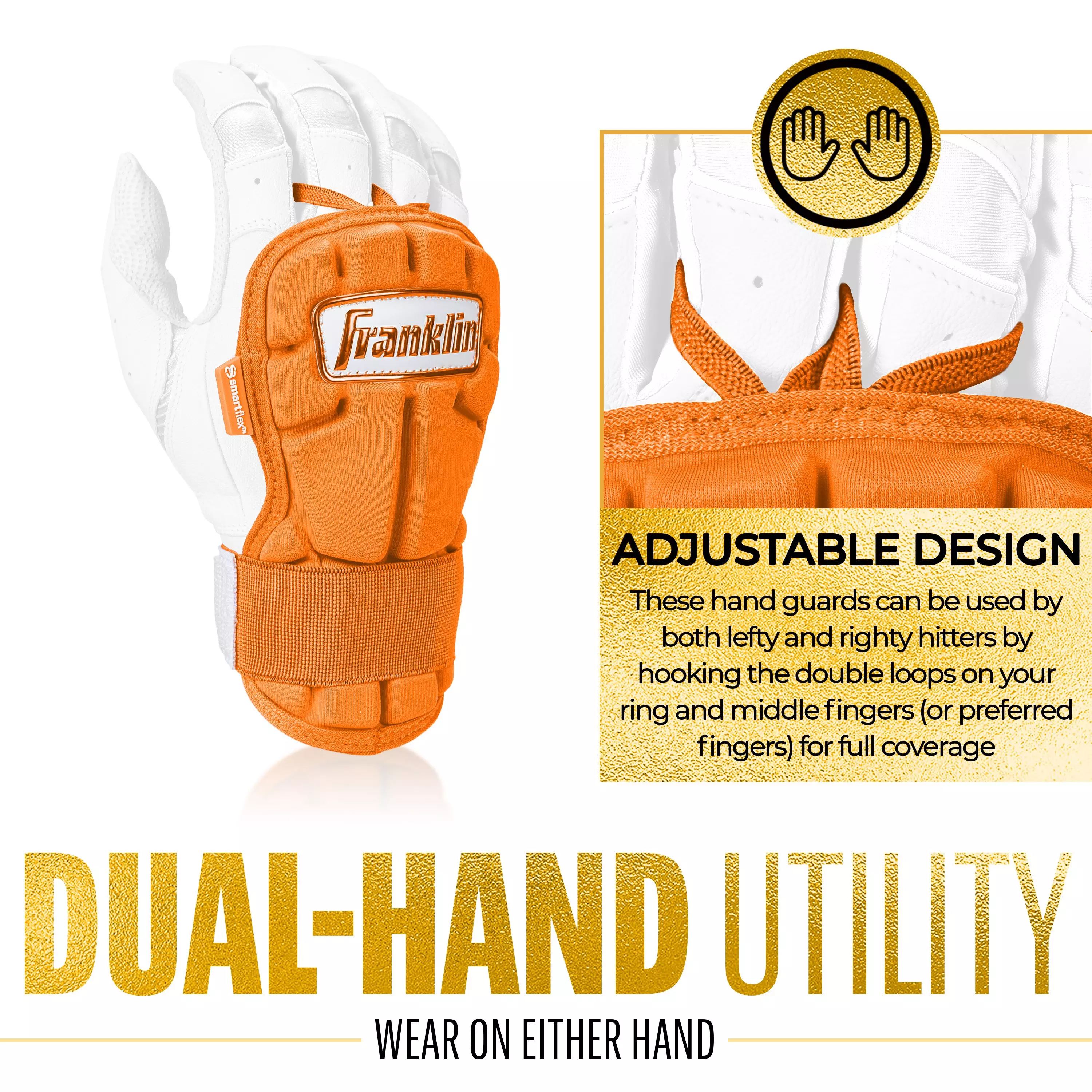 Franklin Sports PRT Protective Hand Guard LG - Orange - ORANGE