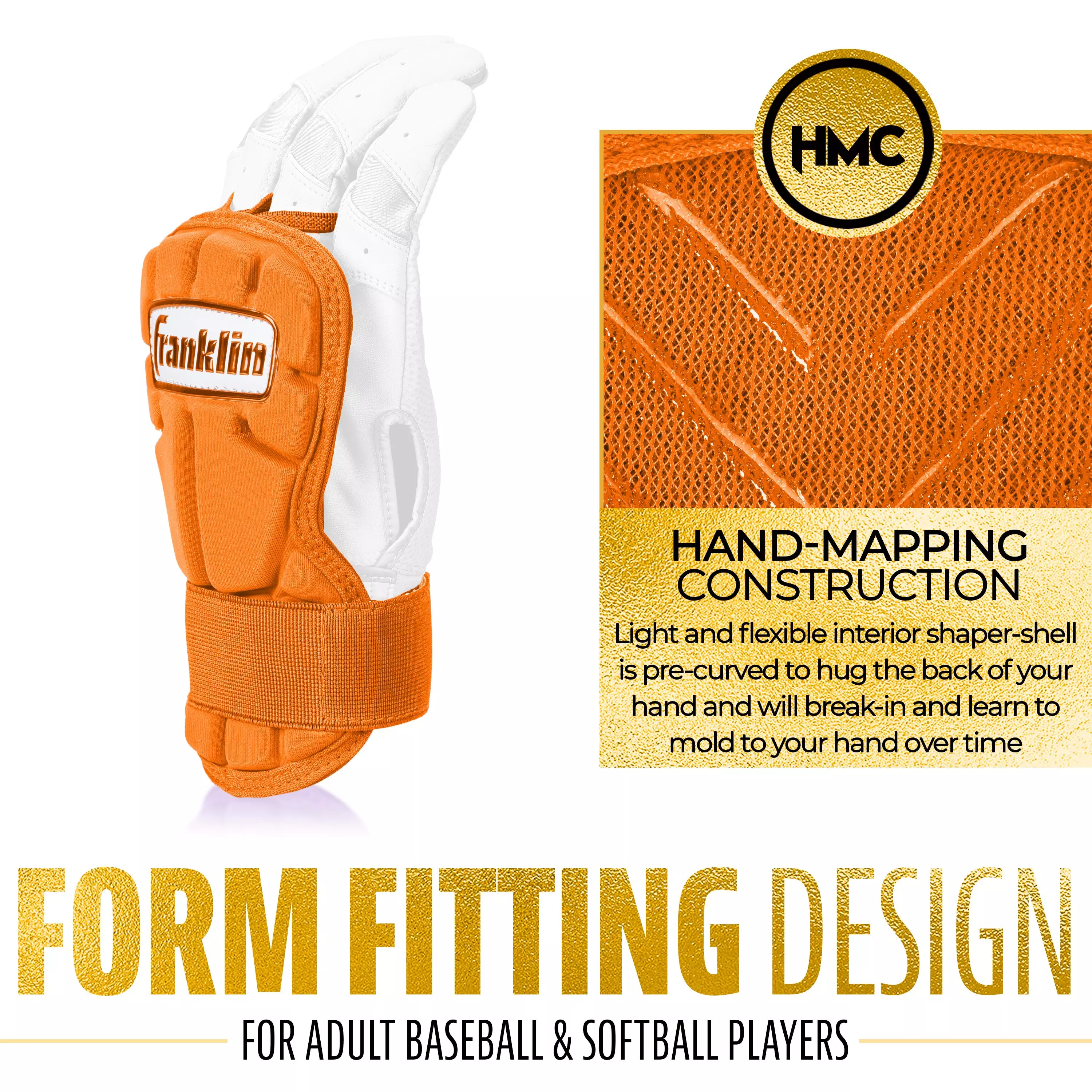 Franklin Sports PRT Protective Hand Guard LG - Orange - ORANGE