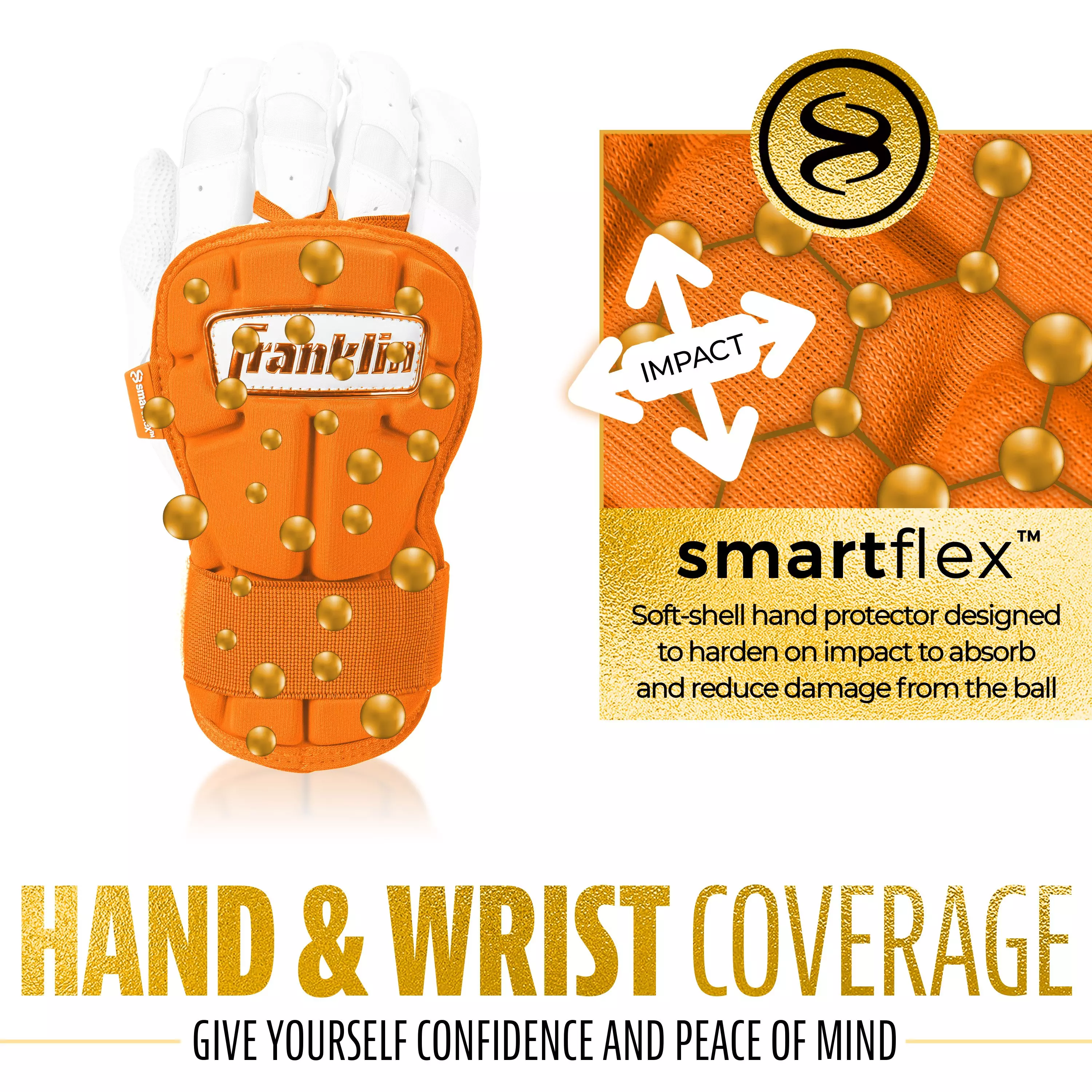 Franklin Sports PRT Protective Hand Guard LG - Orange - ORANGE