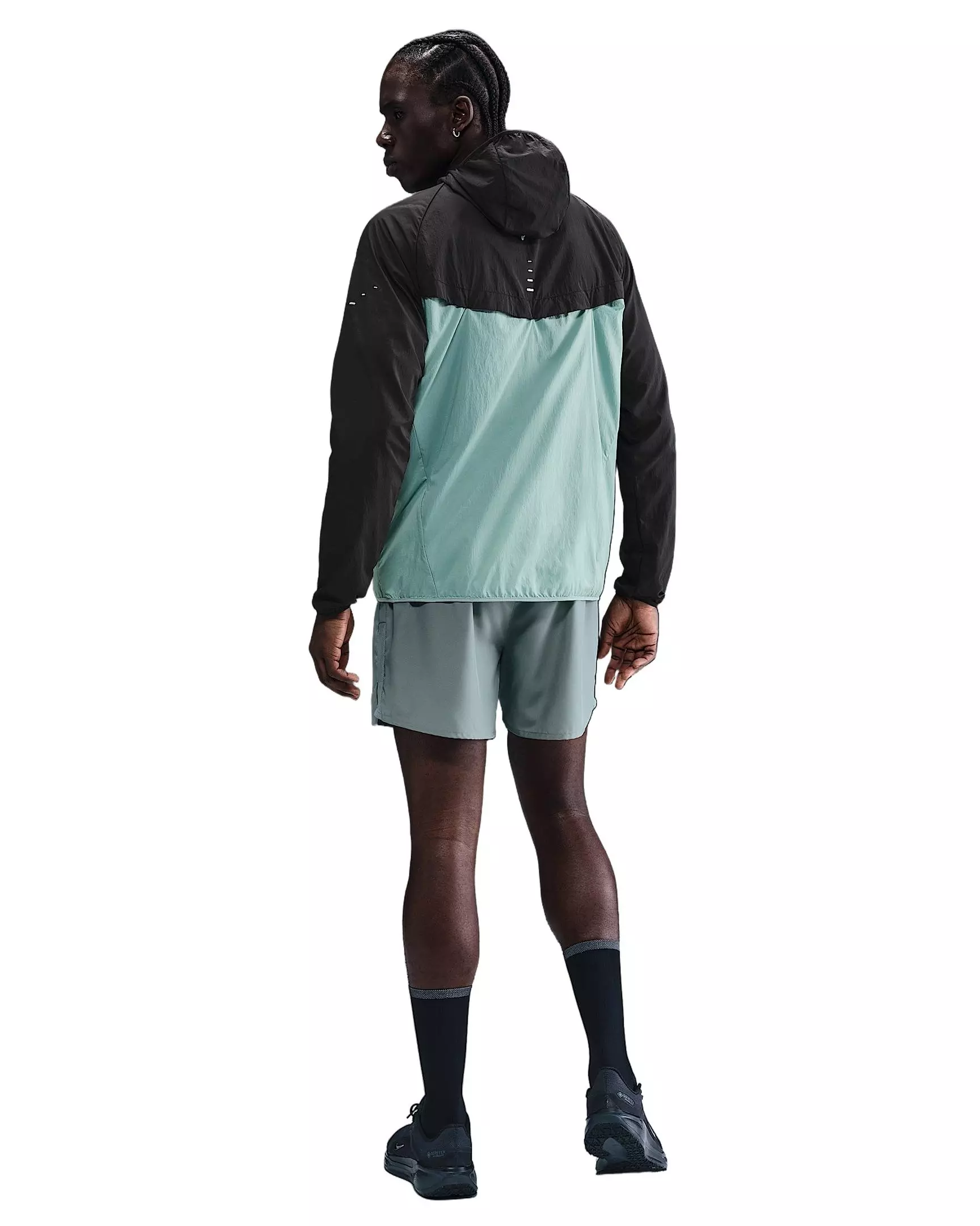 Nike Men's Stride Repel UV Nylon Running Full-Zip Jacket - BLACK/GREEN